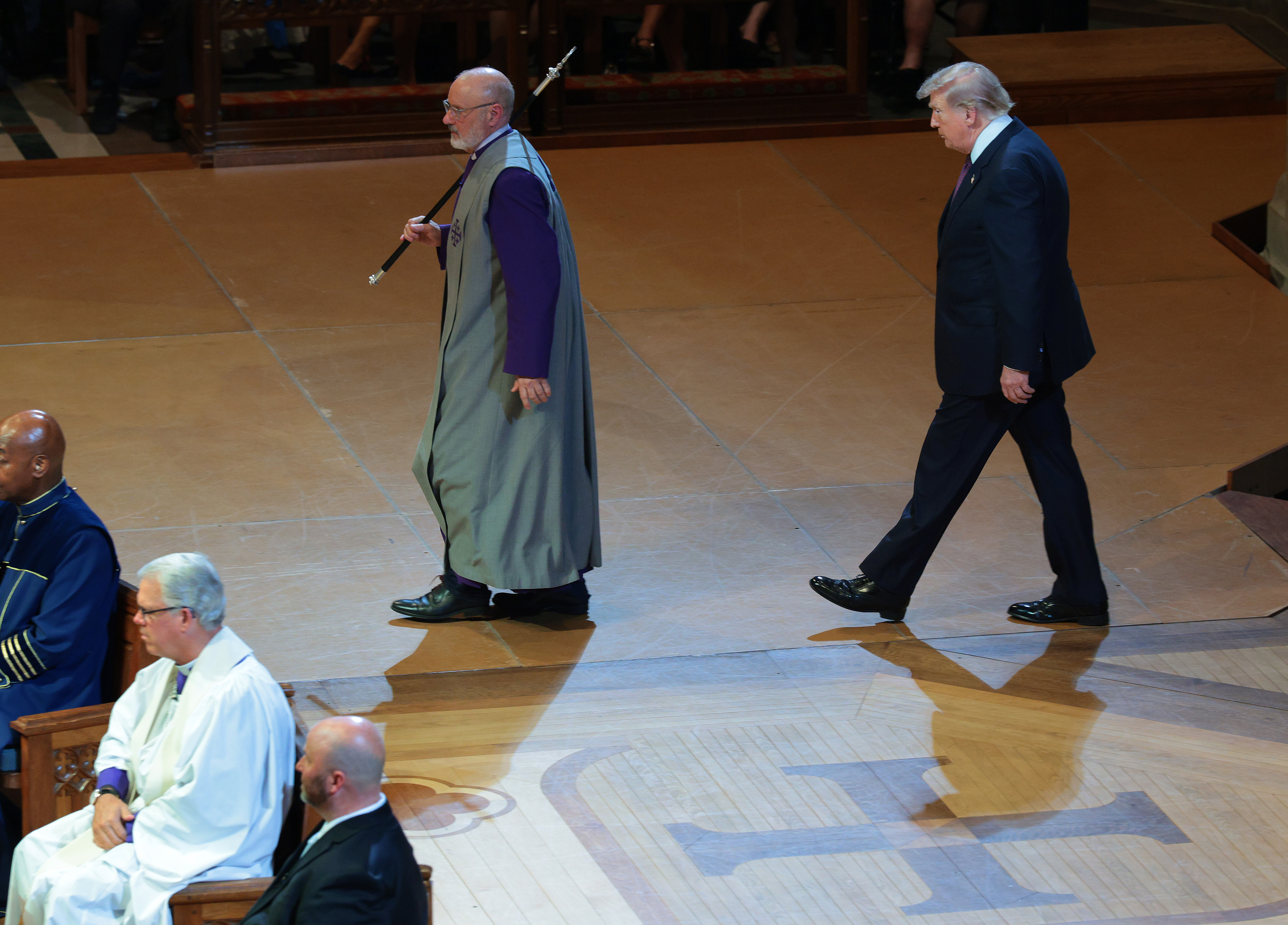 The ceremony ended inside Washington National Cathedral, but discussion surrounding the funeral continued as clips from the service circulated across social media. | Source: Getty Images