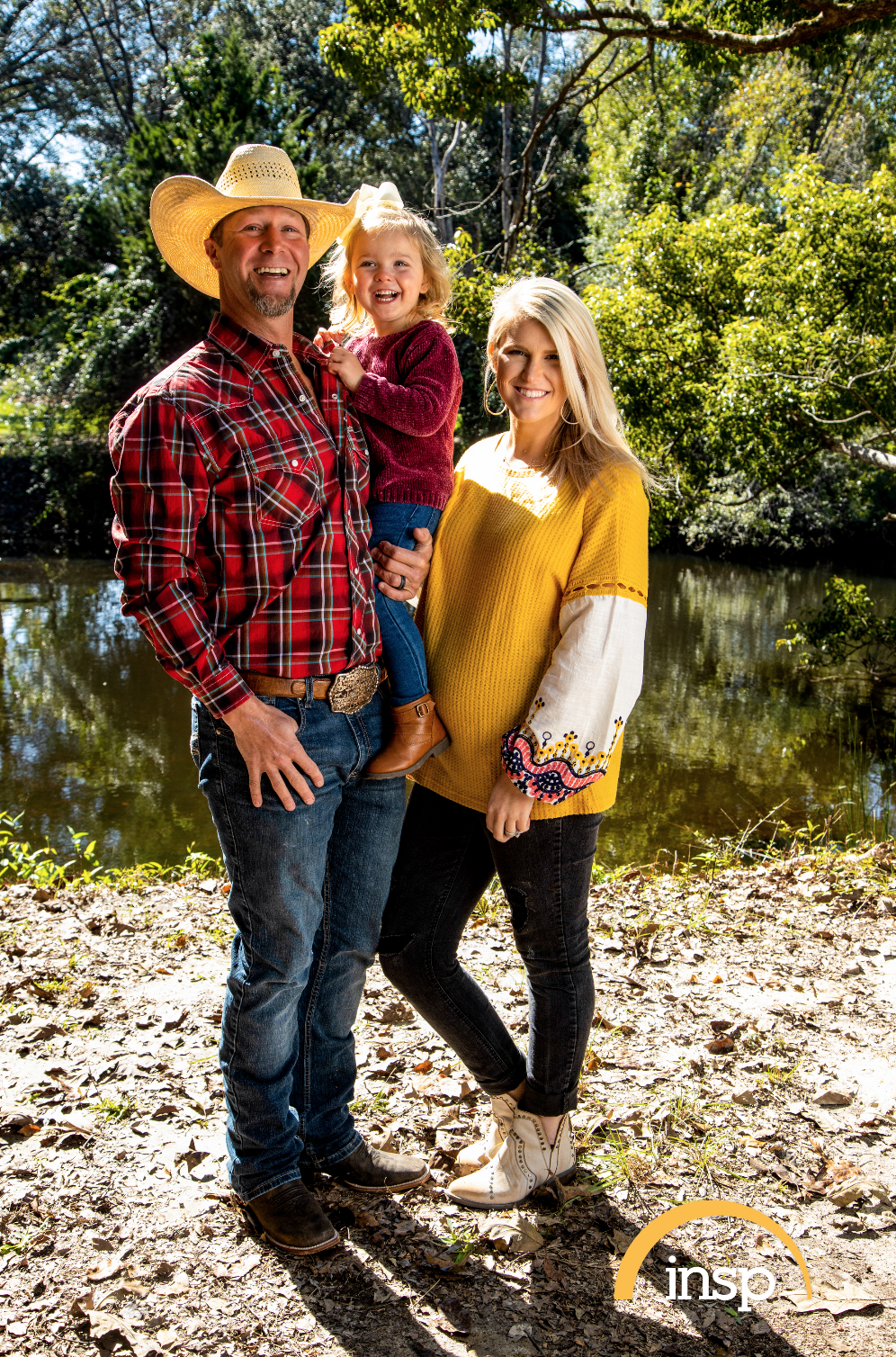 "The Cowboy Way" star Bubba Thompson and his wife Kaley pose with their kids. | Source: INSP