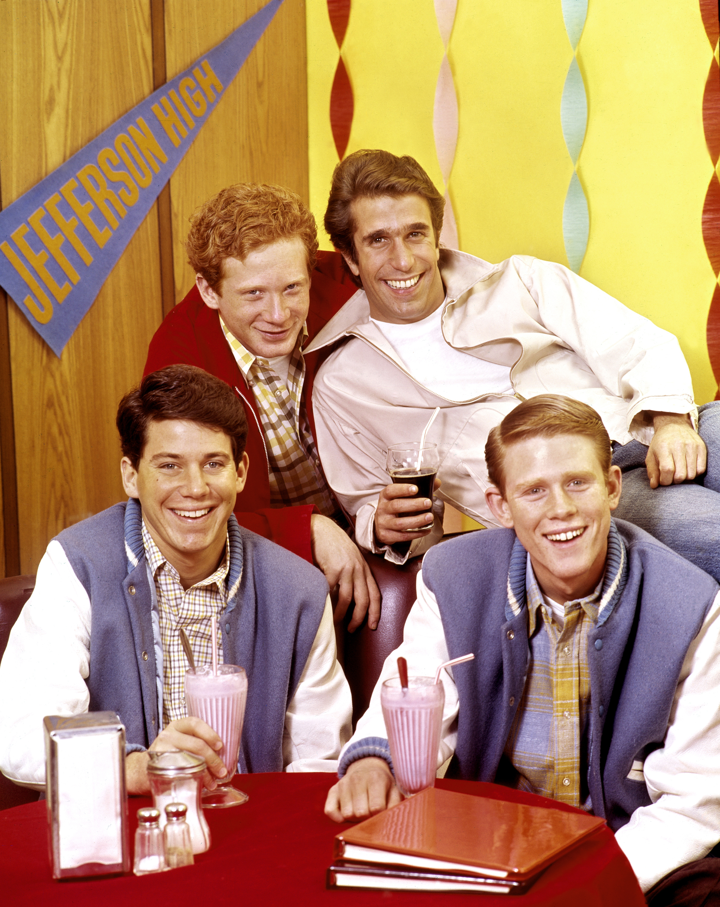 Ron Howard, Anson Williams, Donny Most, and Henry Winkler for "Happy Days"in 1974. | Source: Getty Images