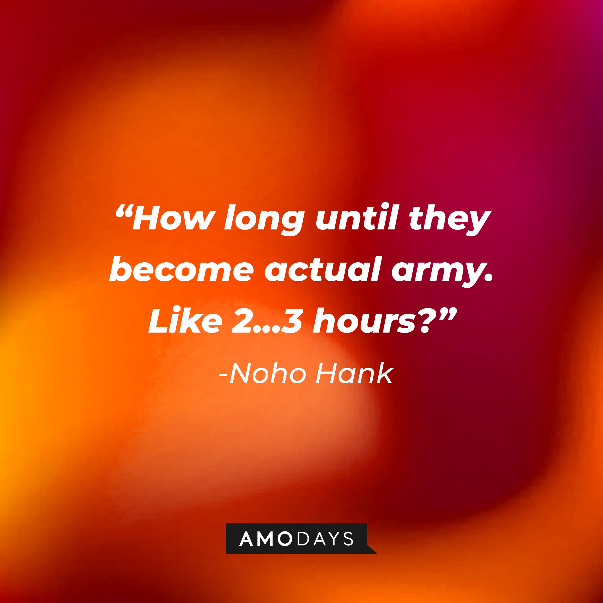NoHo Hank, with his quote: "How long until they become actual army. Like 2...3 hours?" | Source: AmoDays