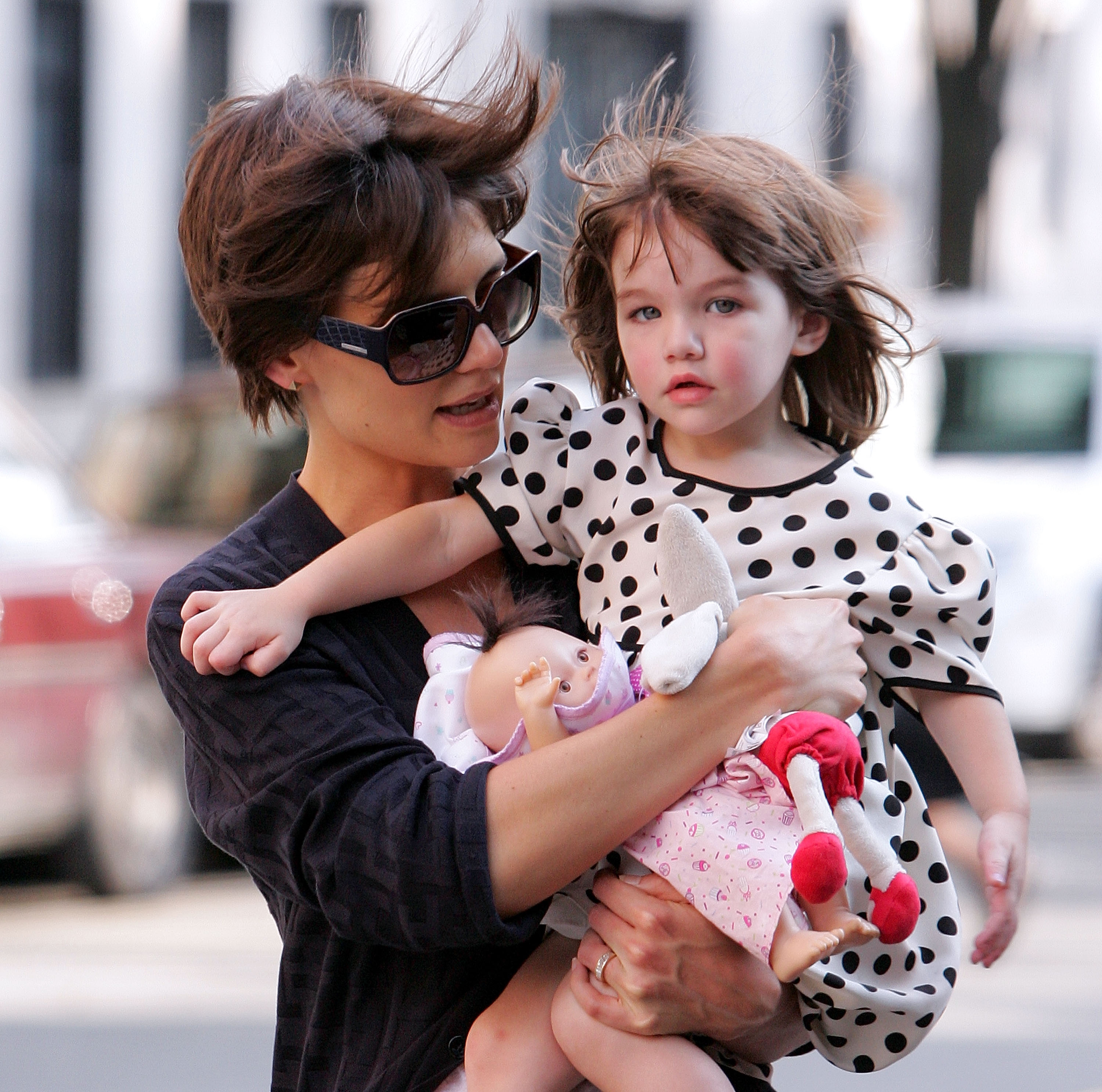 Katie Holmes and Suri Cruise seen on the streets of Manhattan on August 7, 2008, in New York. | Source: Getty Images