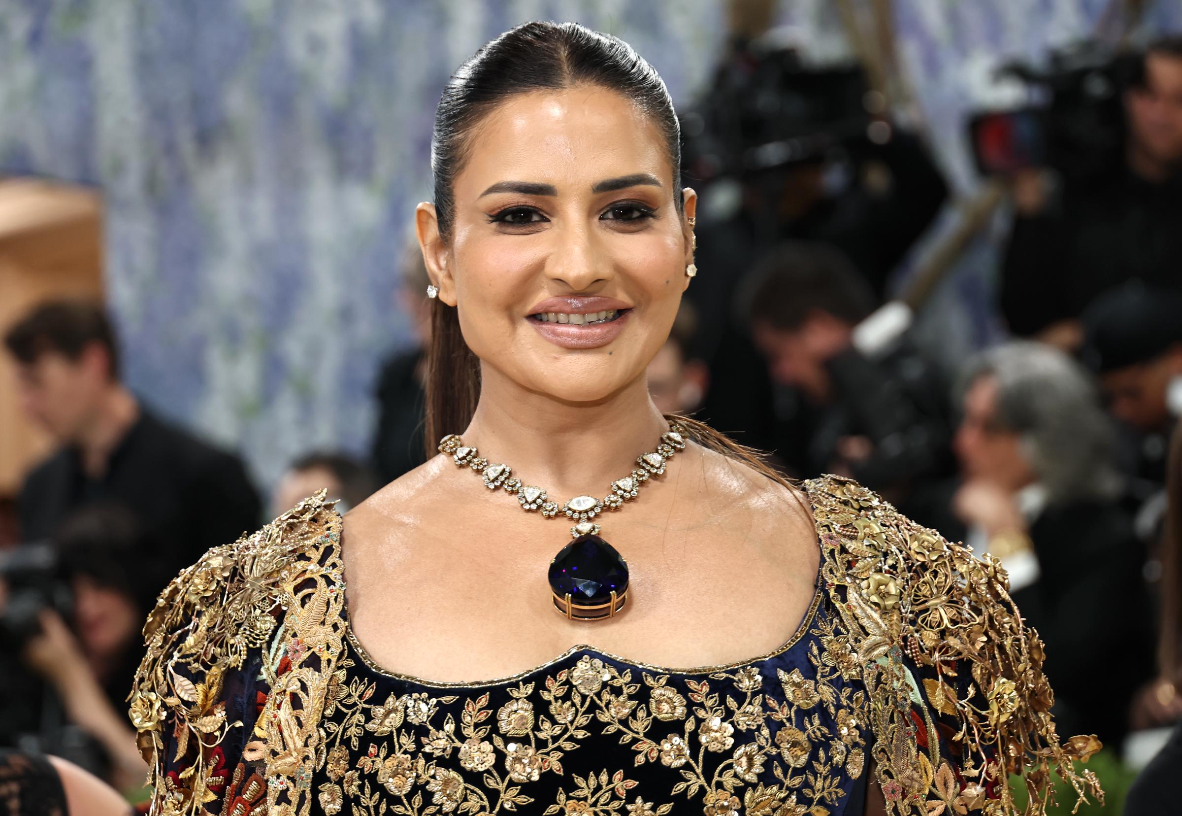 Sudha Reddy attends the 2026 Met Gala wearing an ornate, jewel-forward ensemble | Source: Getty Images
