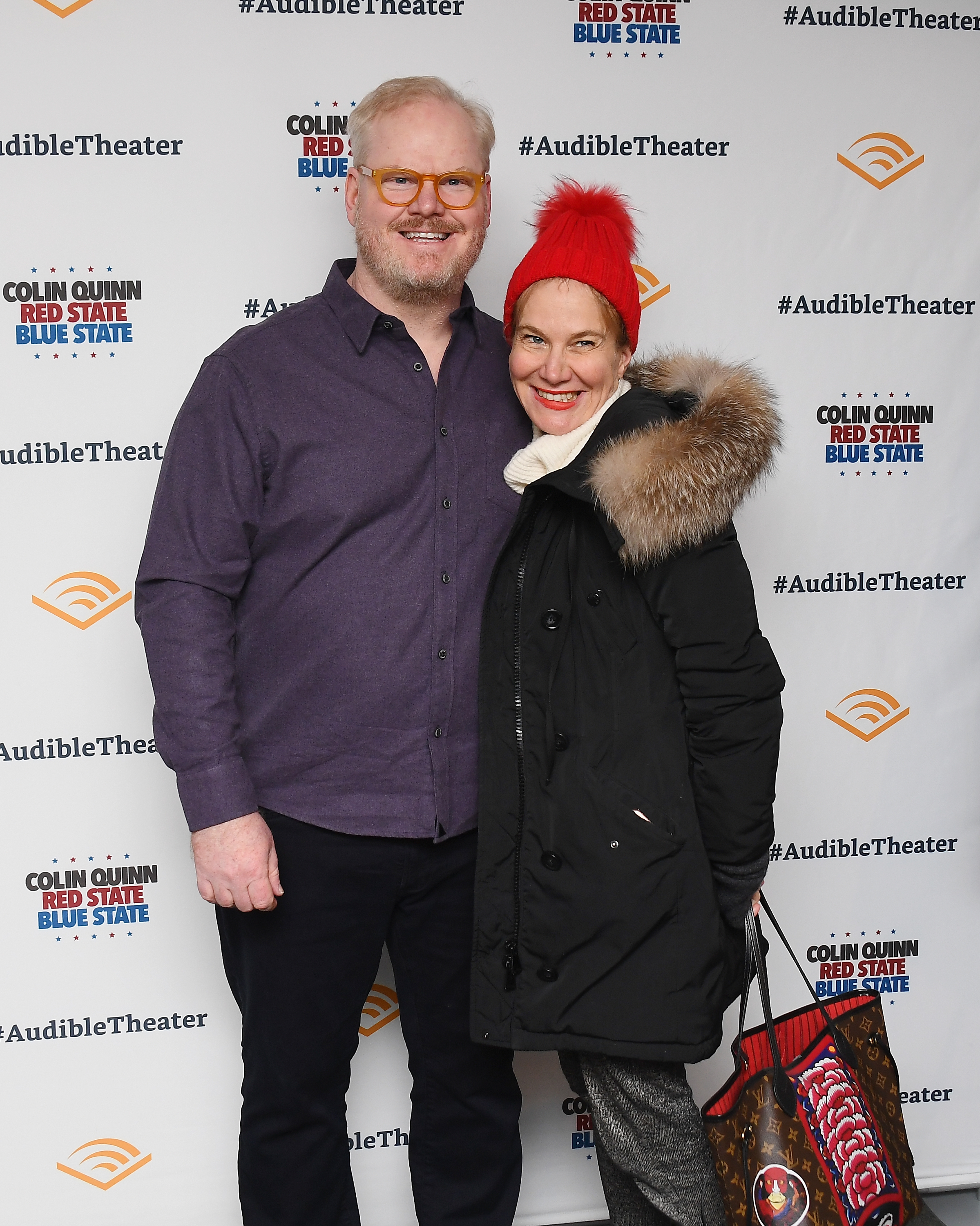 Jim Gaffigan and Jeannie Gaffigan at the "Colin Quinn: Red State Blue State" Opening Night on January 22, 2019, in New York City. | Source: Getty Images