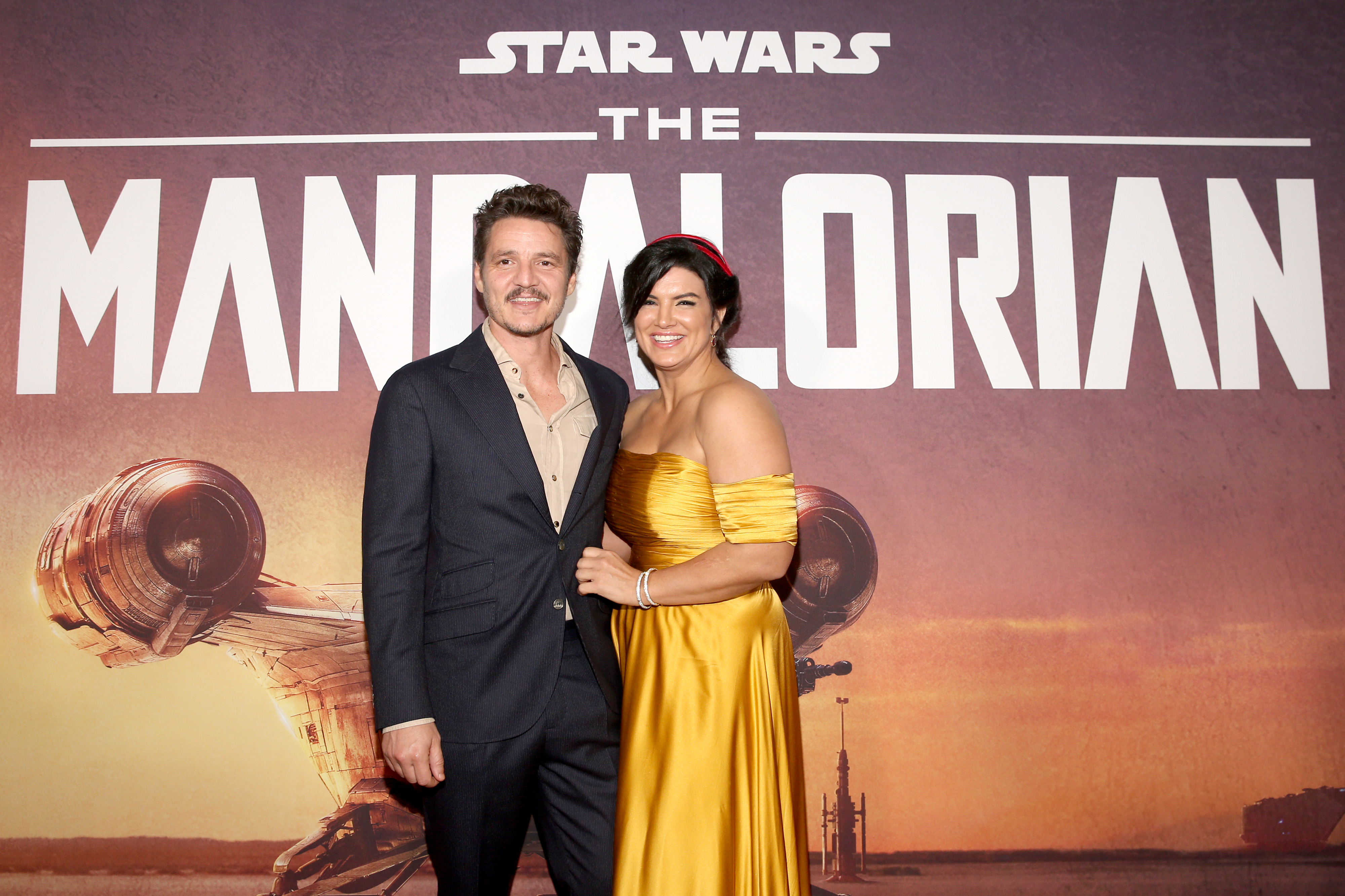 Pedro Pascal and Gina Carano arrive at the premiere of Lucasfilm's first-ever, live-action series, "The Mandalorian," at the El Capitan Theater in Hollywood, California on November 13, 2019. | Source: Getty Images