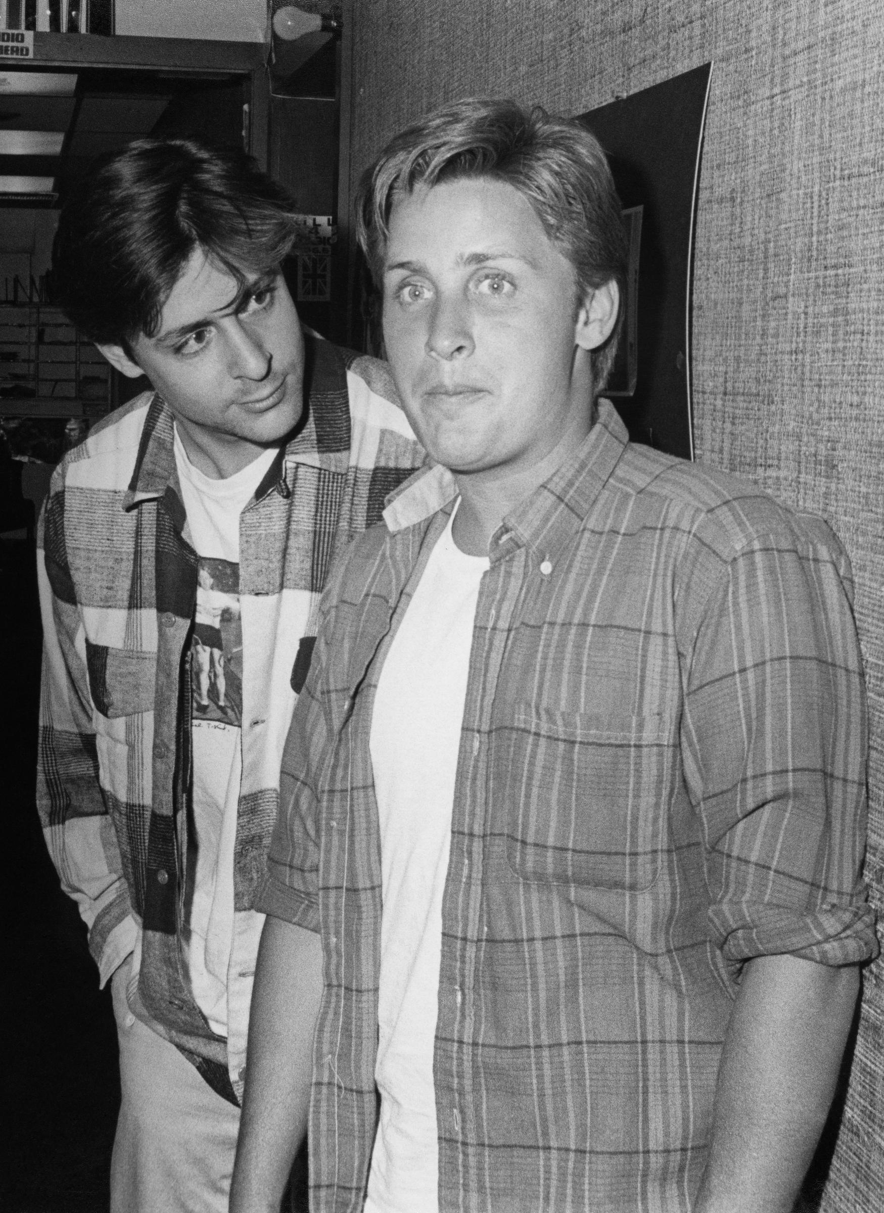 Visiting Los Angeles radio station KROQ in 1985 alongside co-star Emilio Estevez to promote their blockbuster high school drama during a live broadcast on "Loveline." | Source: Getty Images