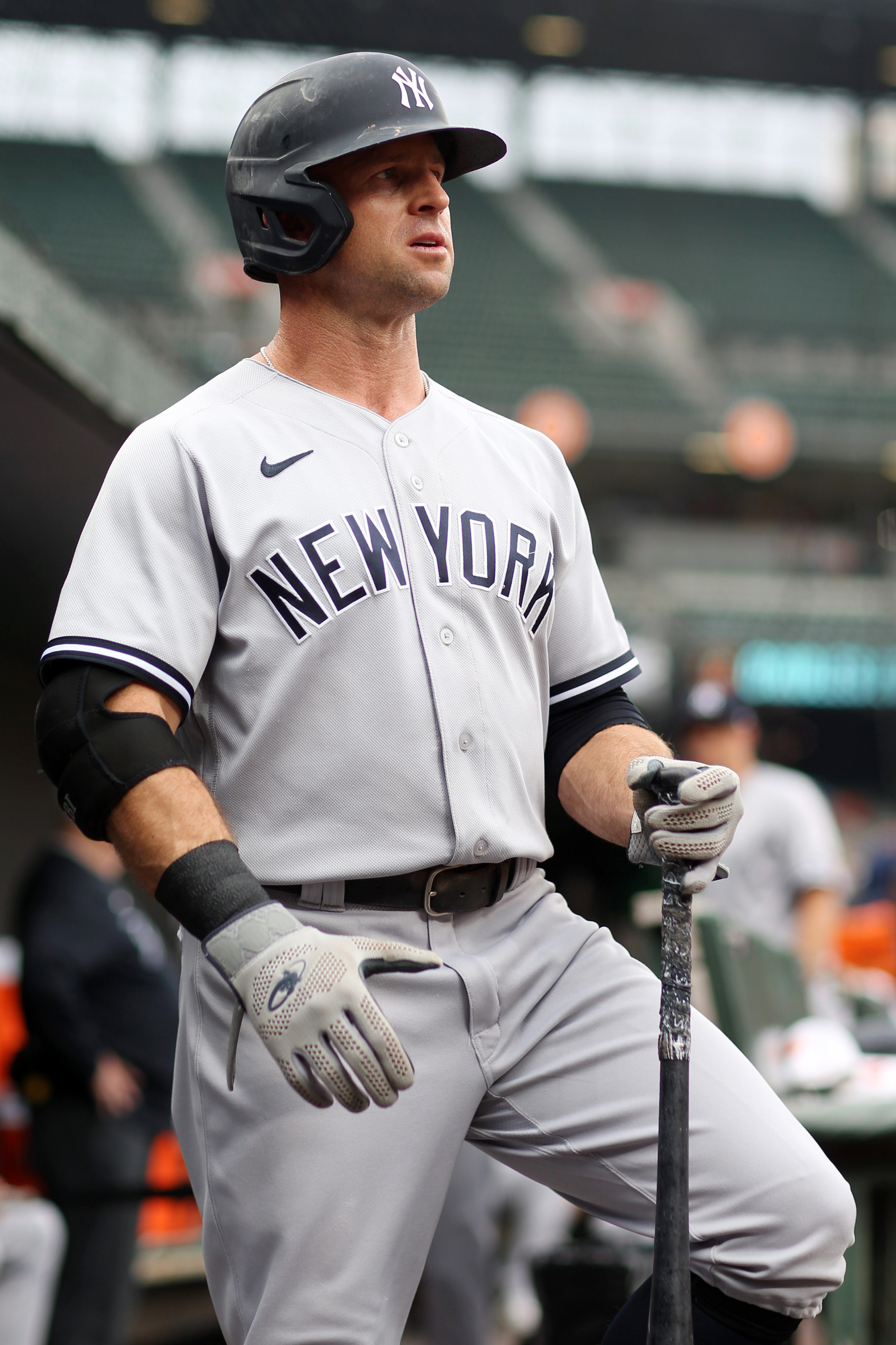 Brett Gardner #11 of the New York Yankees prepares to bat during the game between the New York Yankees and the Baltimore Orioles at Oriole Park at Camden Yards on Thursday, September 16, 2021, in Baltimore, Maryland | Source: Getty Images