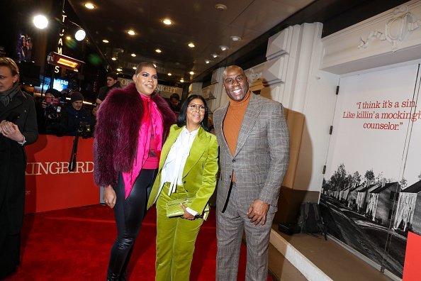 E.J., Cookie and Magic Johson at the red carpet on opening night of "To Kill a Mockingbird" on December 13, 2018 | Photo: Getty Images