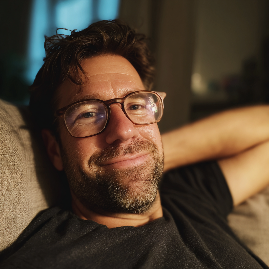 A man relaxing on a couch | Source: Midjourney