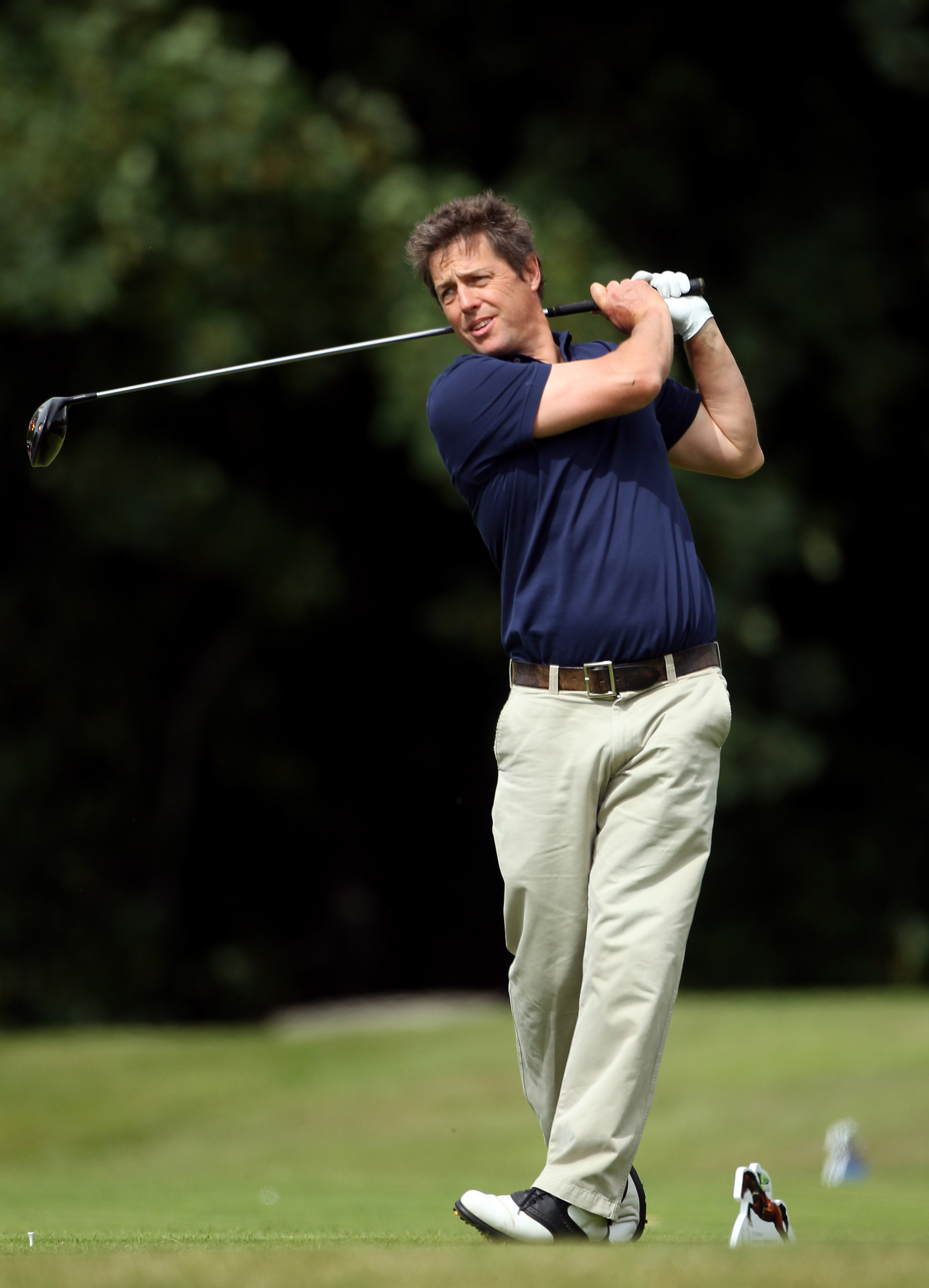 Hugh Grant in action during the second round of the JP McManus Invitational Pro-Am event at the Adare Manor Hotel and Golf Resort on July 6, 2010 in Limerick, Ireland | Source: Getty Images