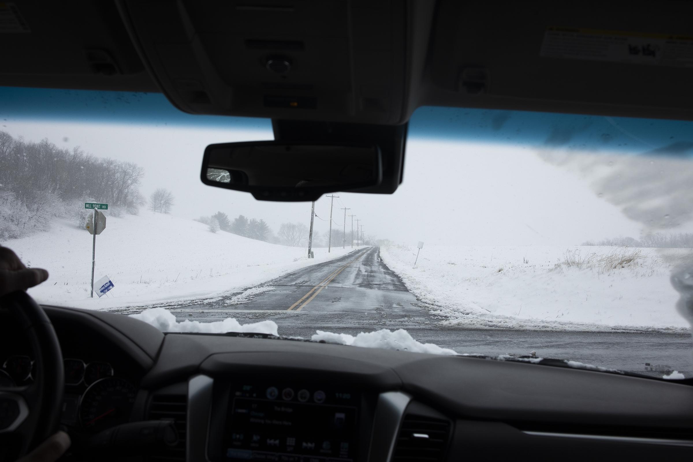 A snowy road in Boonsboro, Maryland, on March 12, 2022 | Source: Getty Images