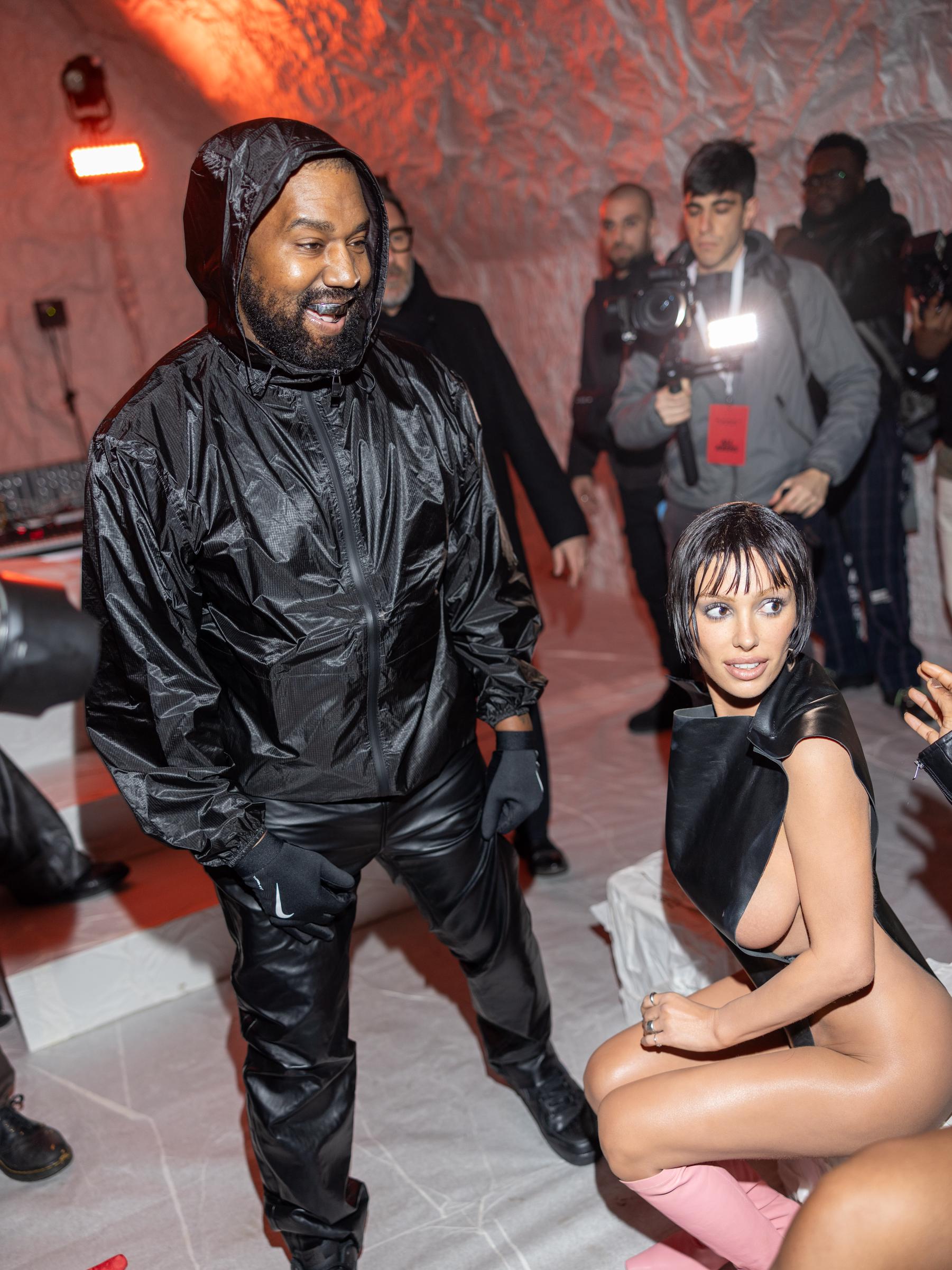 Kanye West and Bianca Censori attend the Marni fashion show during the Milan Fashion Week Womenswear Fall/Winter 2024-2025 on February 23, 2024, in Milan, Italy | Source: Getty Images