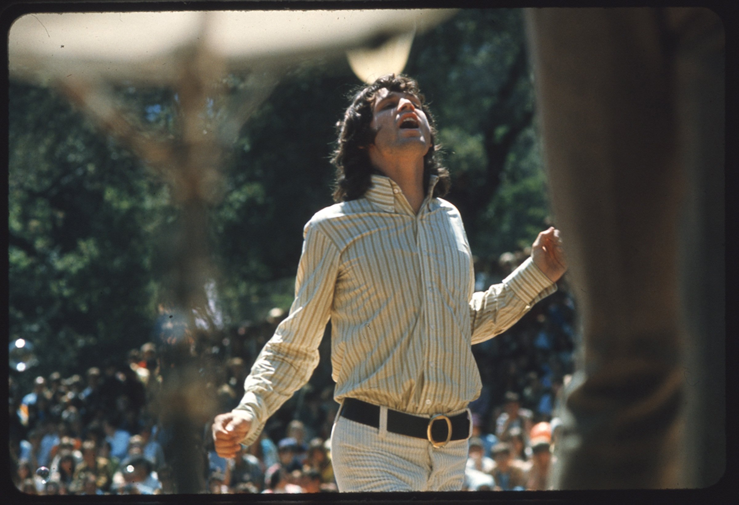 Jim Morrison dances during the Doors' set at Fantasy Fair in Marin County, California, during the Summer of Love, 1967. | Source: Getty Images