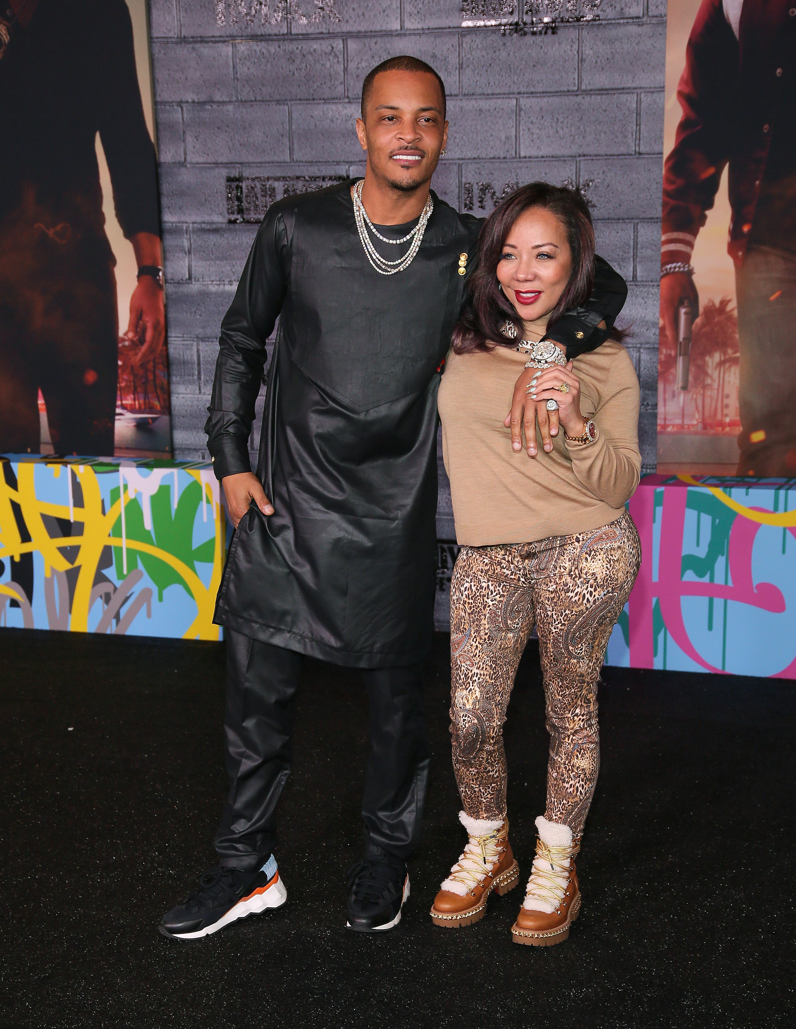 Tiny Harris Stuns in OffShoulder Minidress as She & Husband TI Attend