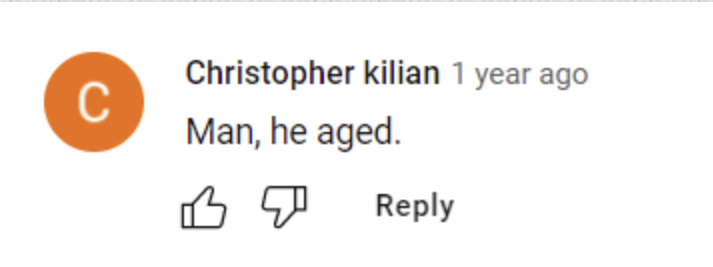A comment left on a YouTube video of Gary Burghoff talking about the California Fires in 2019 | Source: youtube.com/@JordanBurghoff