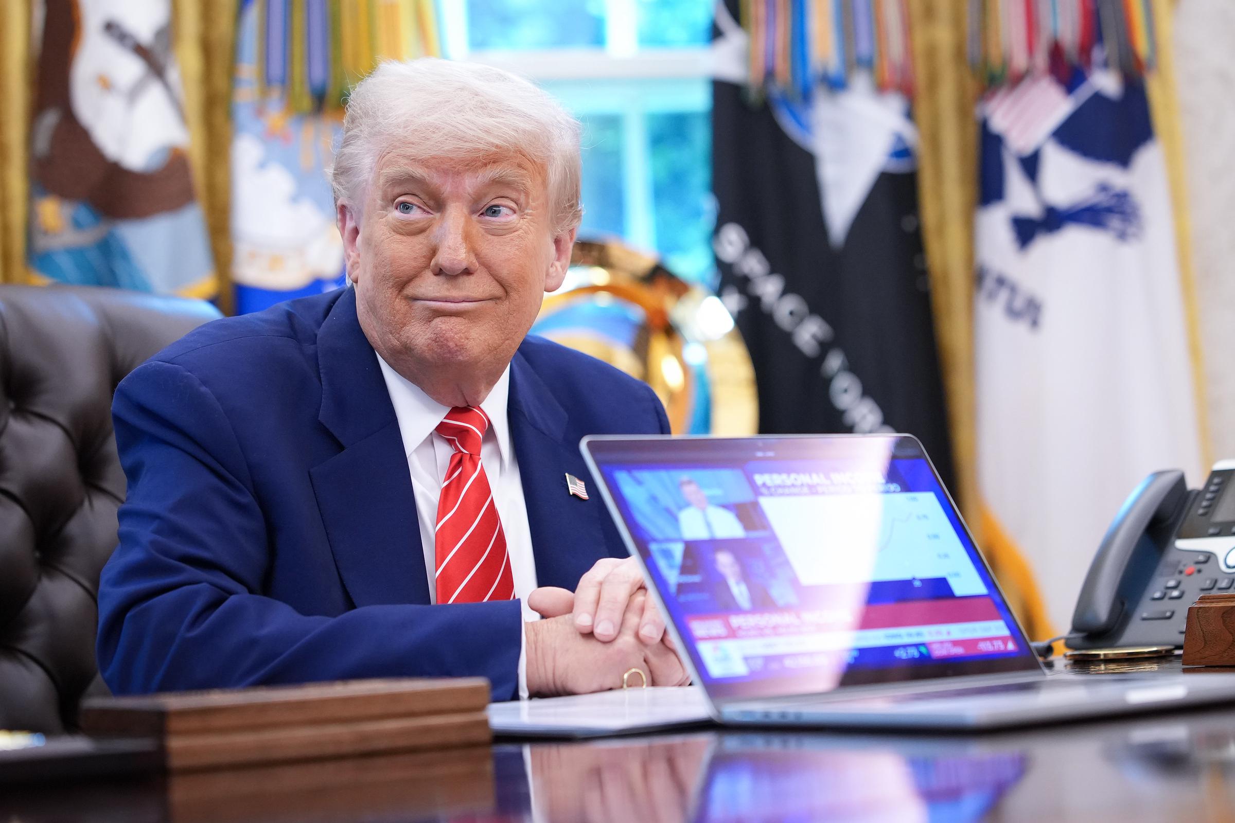 Trump appeared surprised by the story and reacted with amusement.