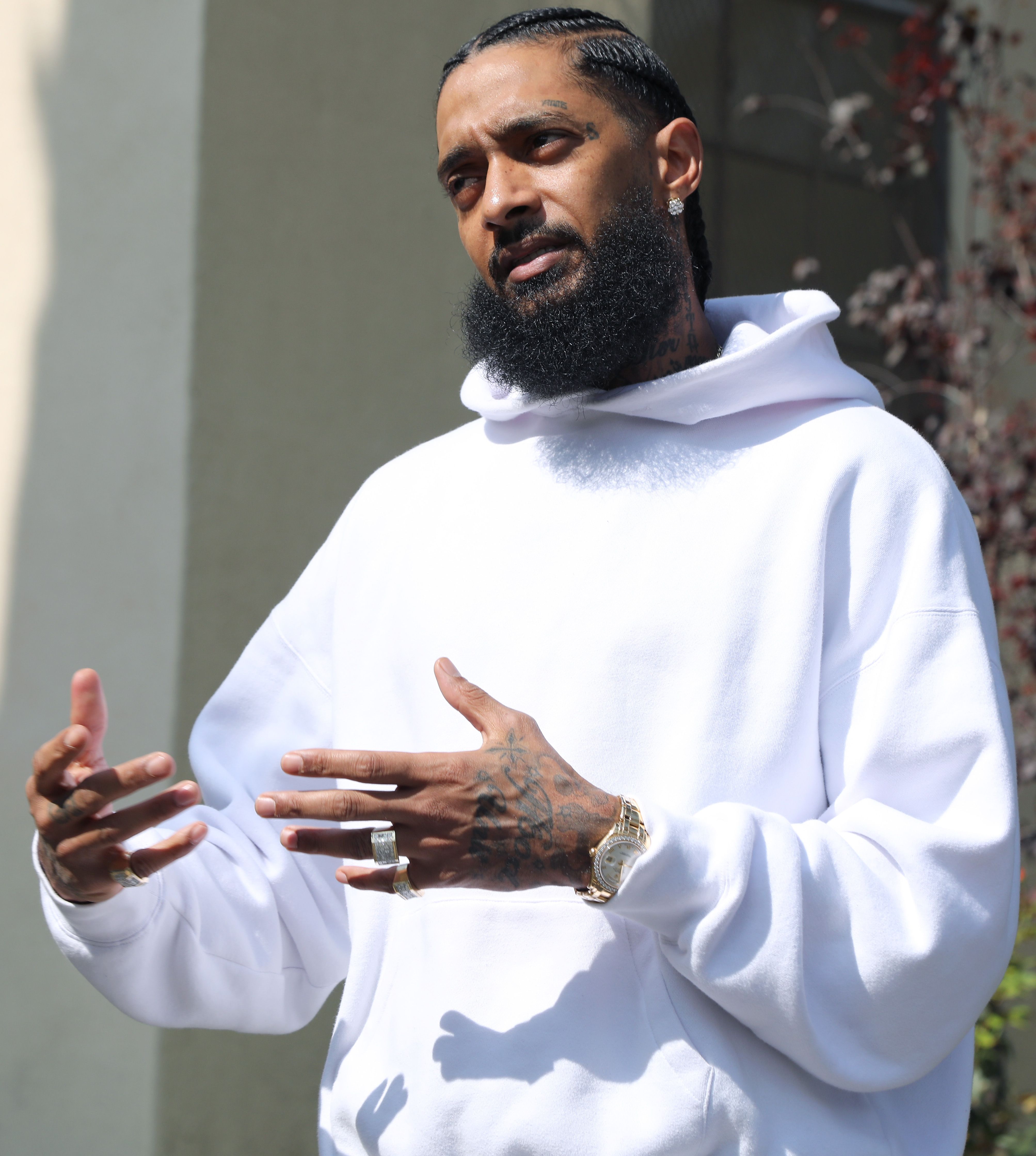 Nipsey Hussle during the Nipsey Hussle x PUMA Hoops Basketball Court Refurbishment Reveal Event on October 22, 2018 in Los Angeles, California. | Source: Getty Images