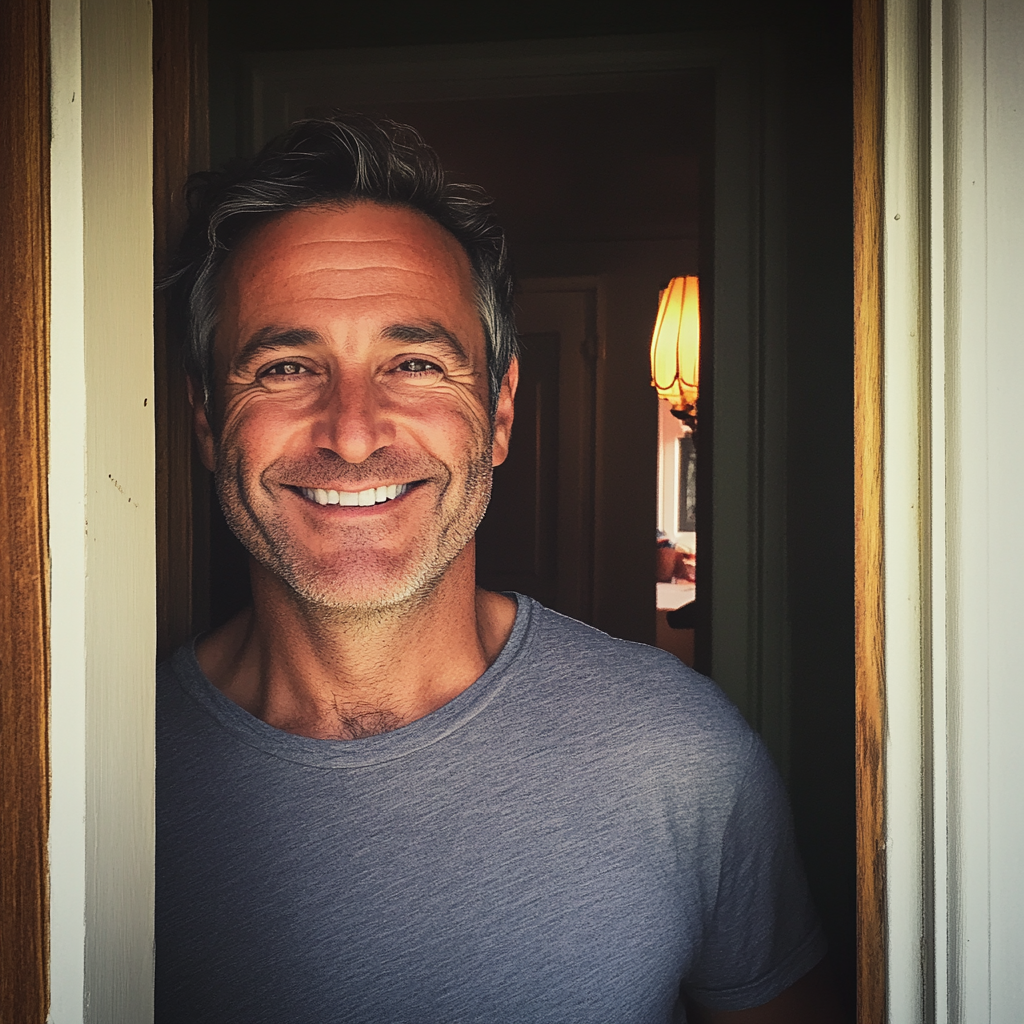 A smiling man in a doorway | Source: Midjourney