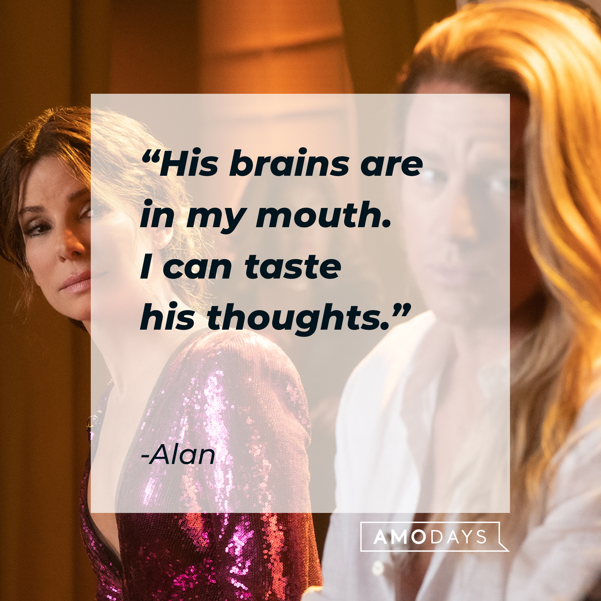 Alan with his quote: "His brains are in my mouth. I can taste his thoughts." | Source: facebook.com/TheLostCityMovie