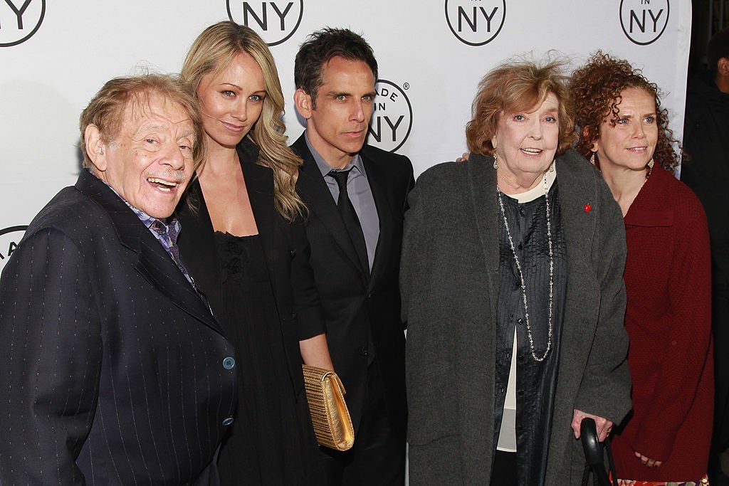 Jerry Stiller, Christine Taylor, Ben Stiller, Anne Meara, and Amy Stiller attend the 2012 Made In NY Awards on June 4, 2012 | Source: Getty Images