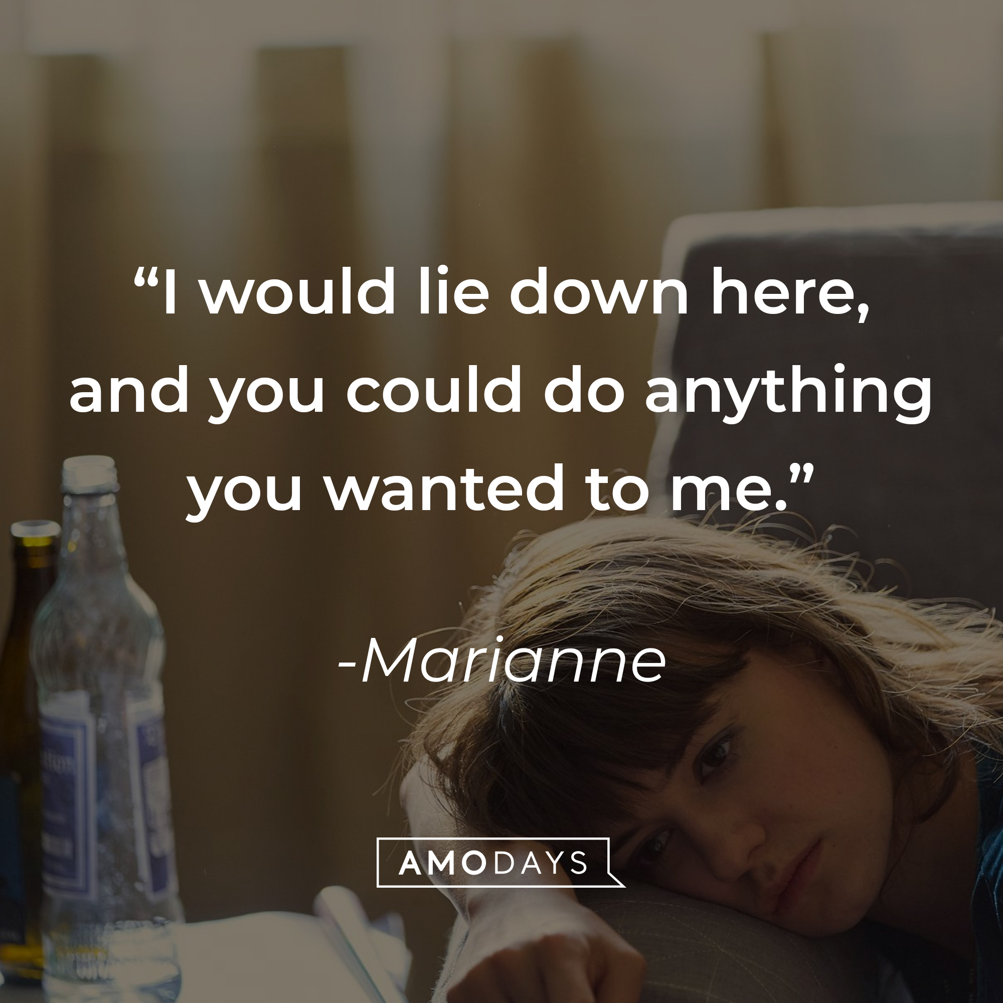 Marianne, with her quote: "I would lie down here, and you could do anything you wanted to me." | Source: facebook.com/normalpeoplebbc