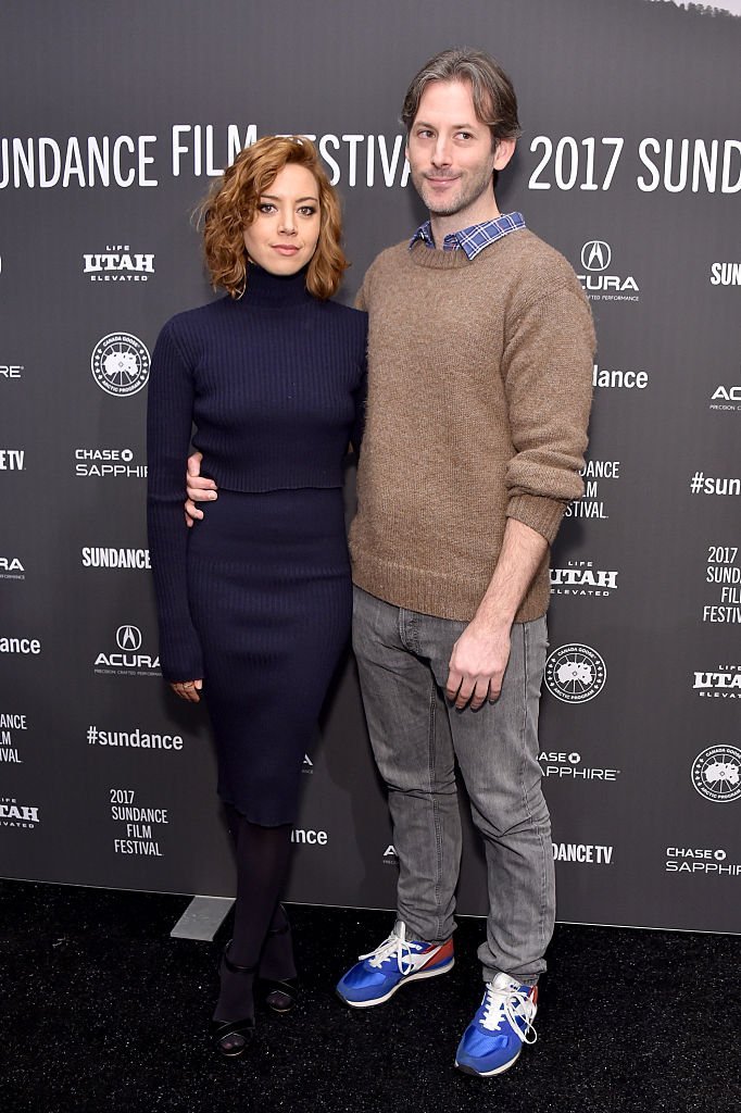 Aubrey Plaza (L) and director Jeff Baena attend "The Little Hours" premiere during day 1 of the 2017 Sundance Film Festival | Getty Images