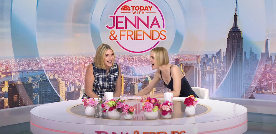 Jenna Bush Hager and Leslie Bibb laughing about Jenna's kids' reaction to her brand new haircut, dated June 17, 2025 | Source: Youtube/TODAY with Jenna & Friends