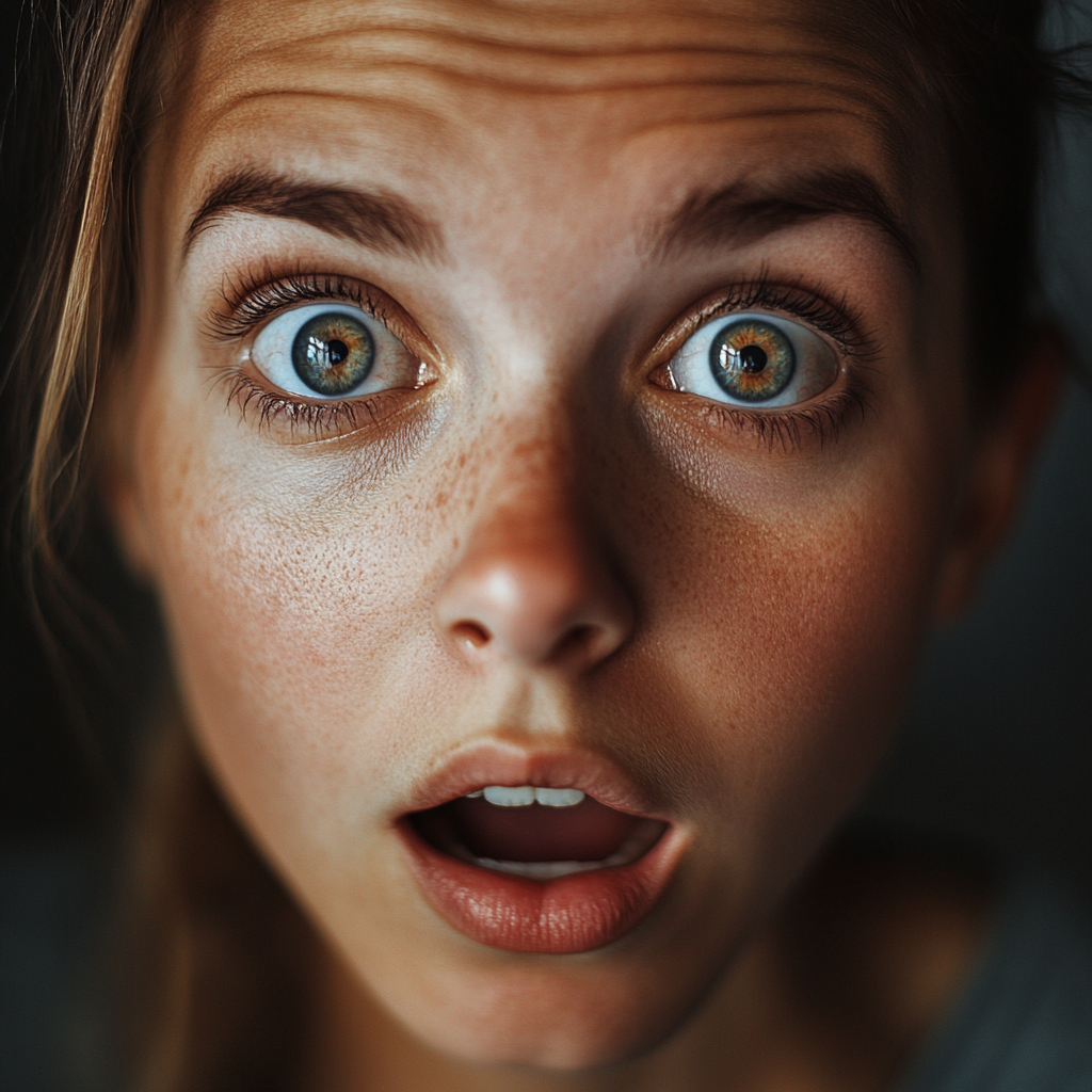 A close-up of a shocked woman | Source: Midjourney