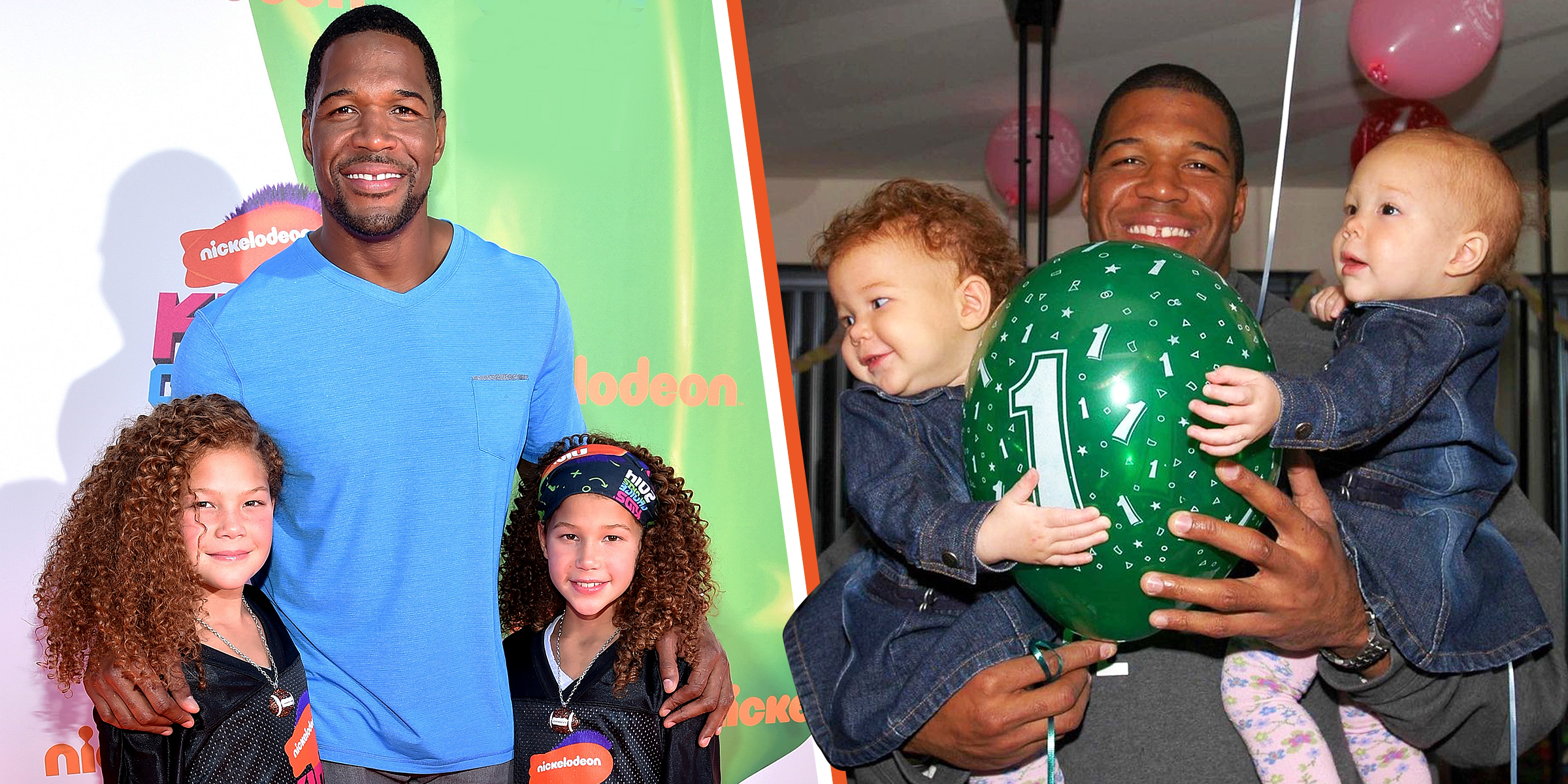 Michael Strahan with his twin daughters, Sophia and Isabella Strahan. | Sources: Getty Images | Instagram/michaelstrahan