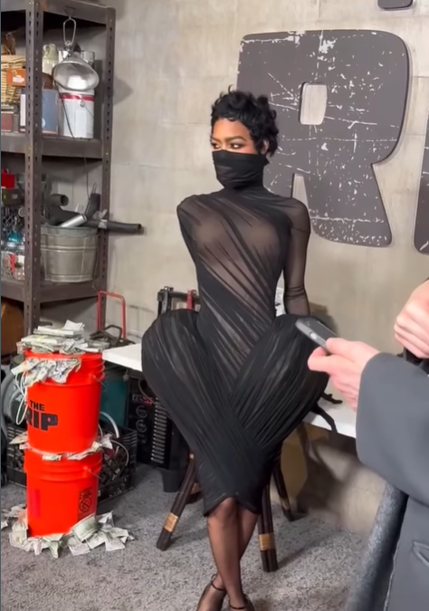 Teyana Taylor poses for photos at "The Rip" premiere, from a video post dated January 14, 2026. | Source: Instagram/enews