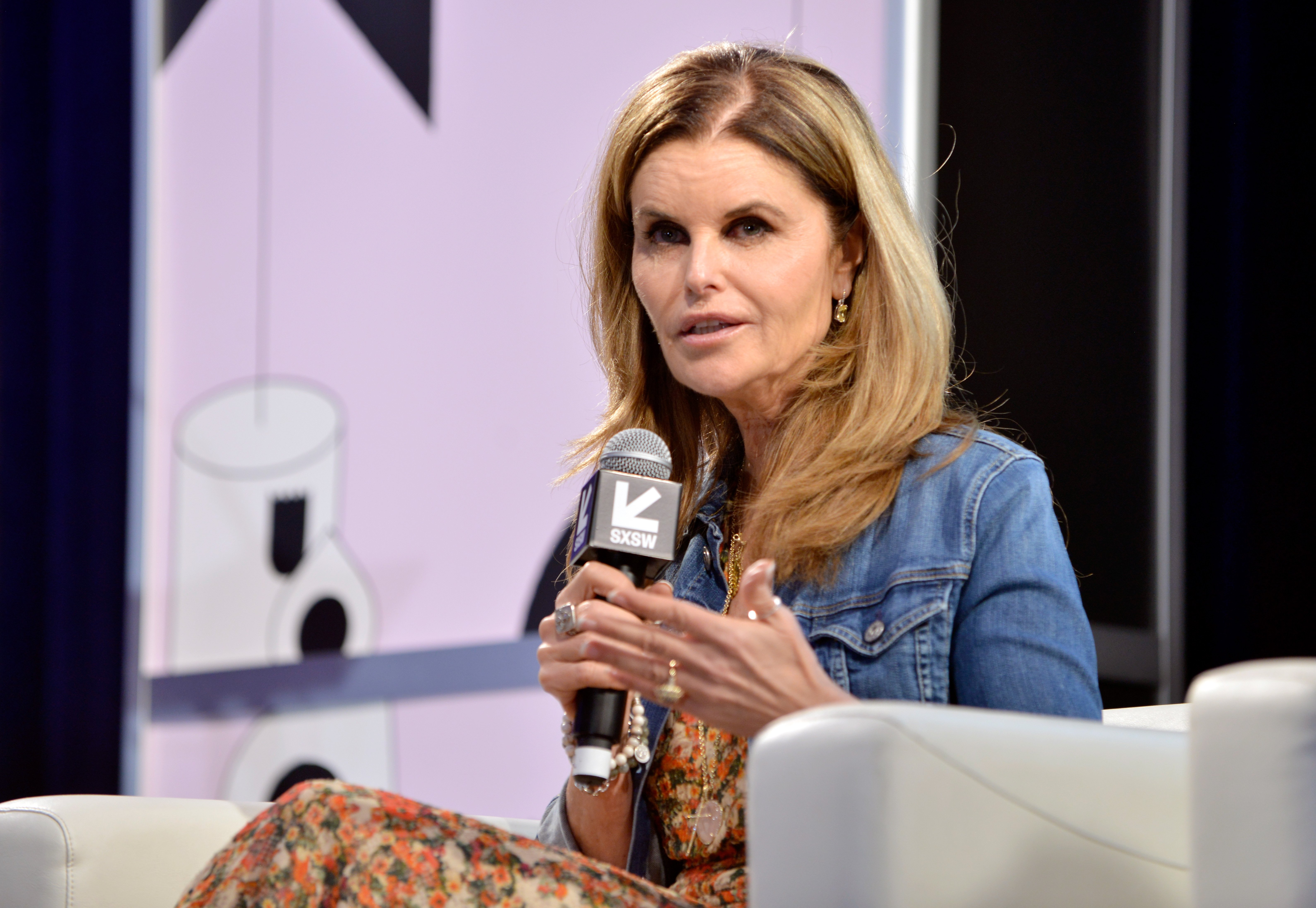 Maria Shriver speaks onstage at Featured Session: Maria Shriver, Alexandra Socha, and Farida Sohrabji with Ashley C. Ford during the 2019 SXSW Conference and Festivals at Austin Convention Center on March 8, 2019, in Austin, Texas. | Source: Getty Images