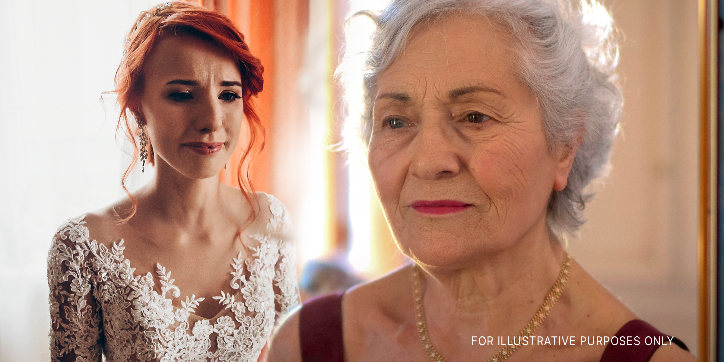 A crying bride | An elderly woman | Source: Shutterstock