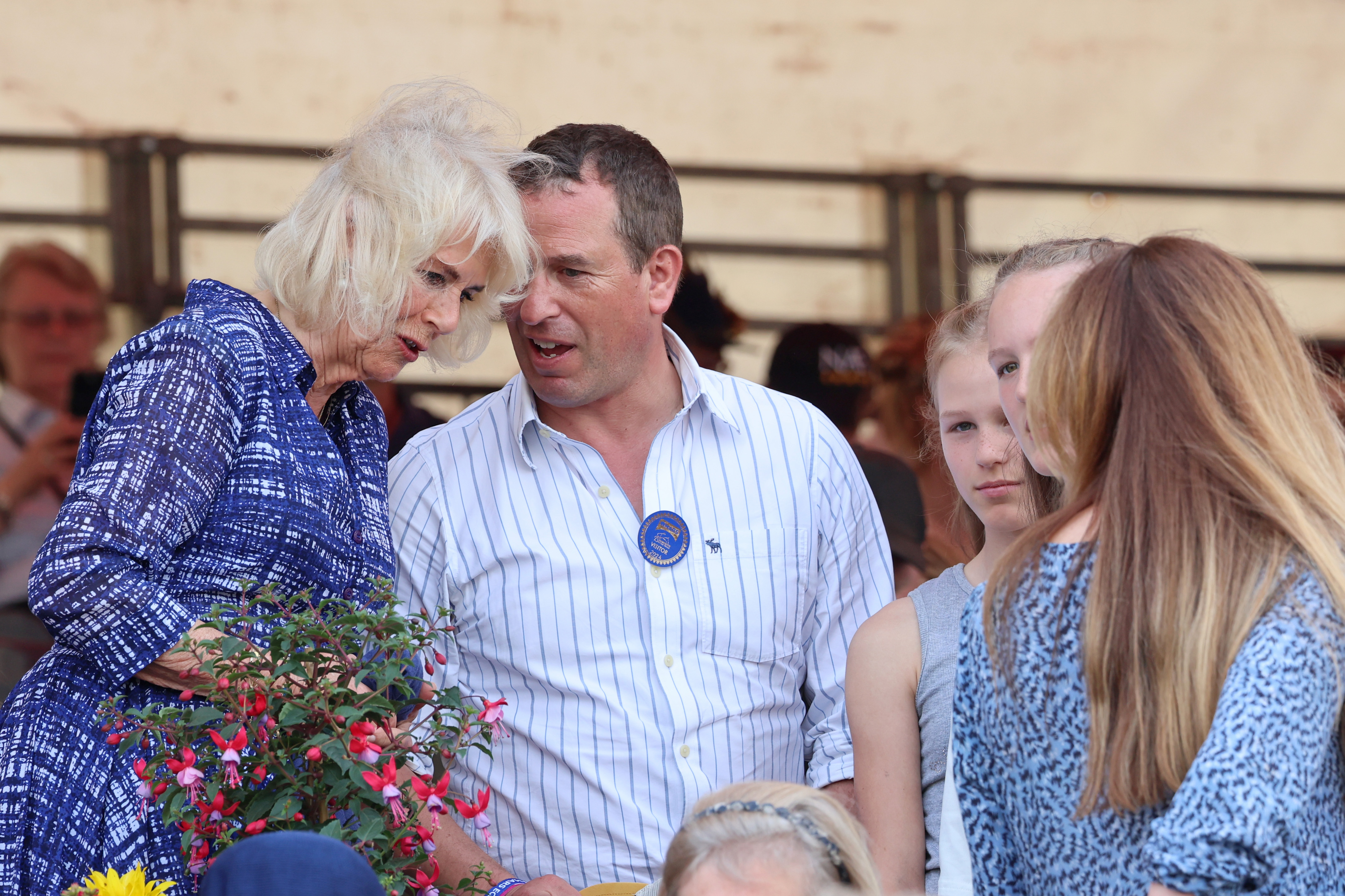 Queen Camilla, Peter Phillips, and his daughters, Savannah and Isla Phillips with Harriet Sperling during the final day of the Badminton Horse Trials in Badminton, Gloucestershire on May 12, 2024 | Source: Getty Images
