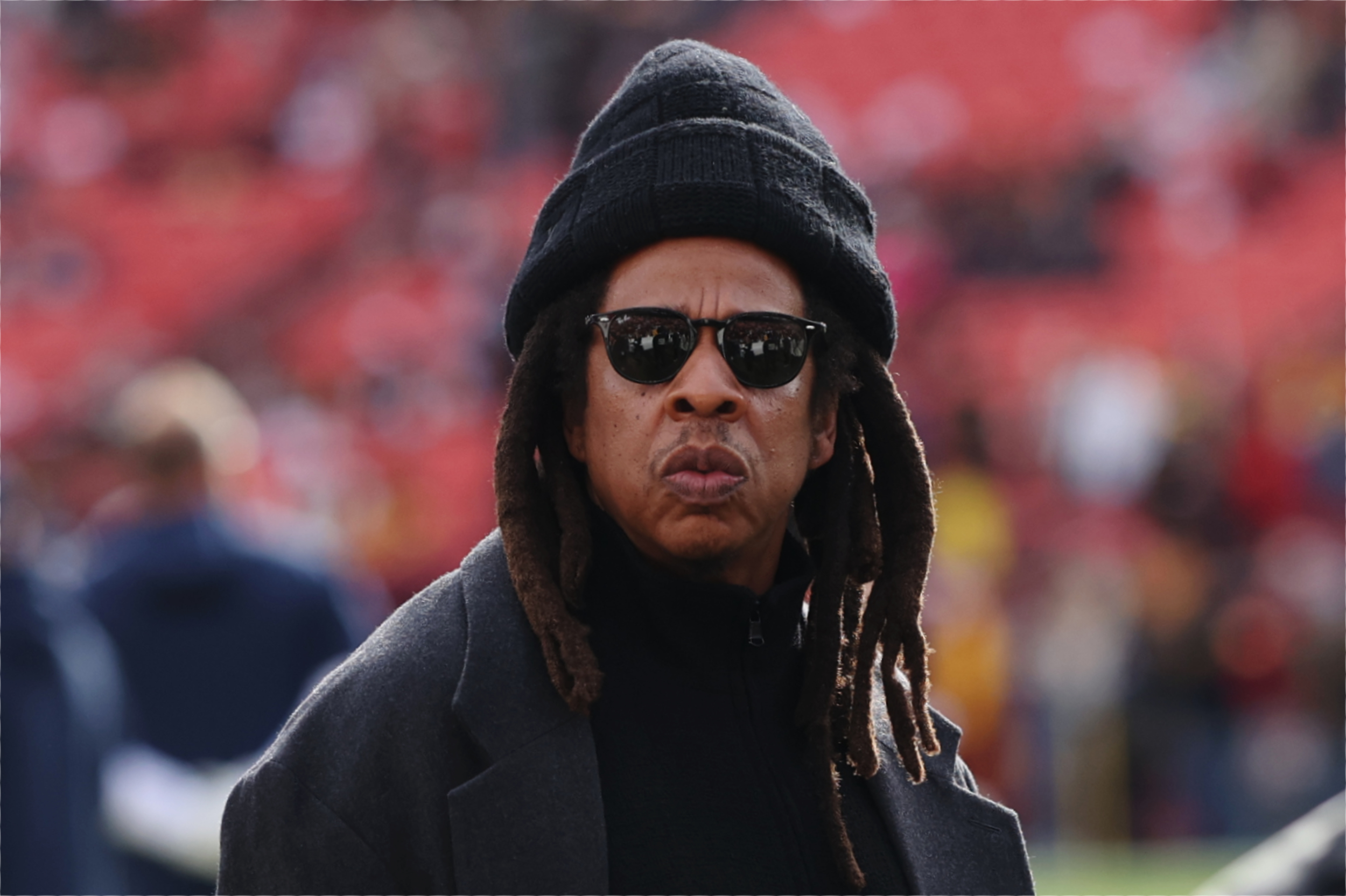 Jay-Z looks on before a game between the Washington Commanders and the Dallas Cowboys at Northwest Stadium on November 24, 2024 in Landover, Maryland. | Source: Getty Images
