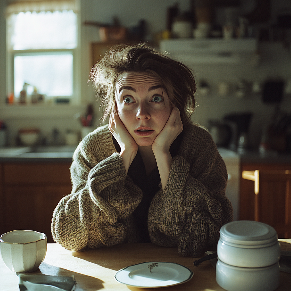 An upset woman talking to someone | Source: Midjourney