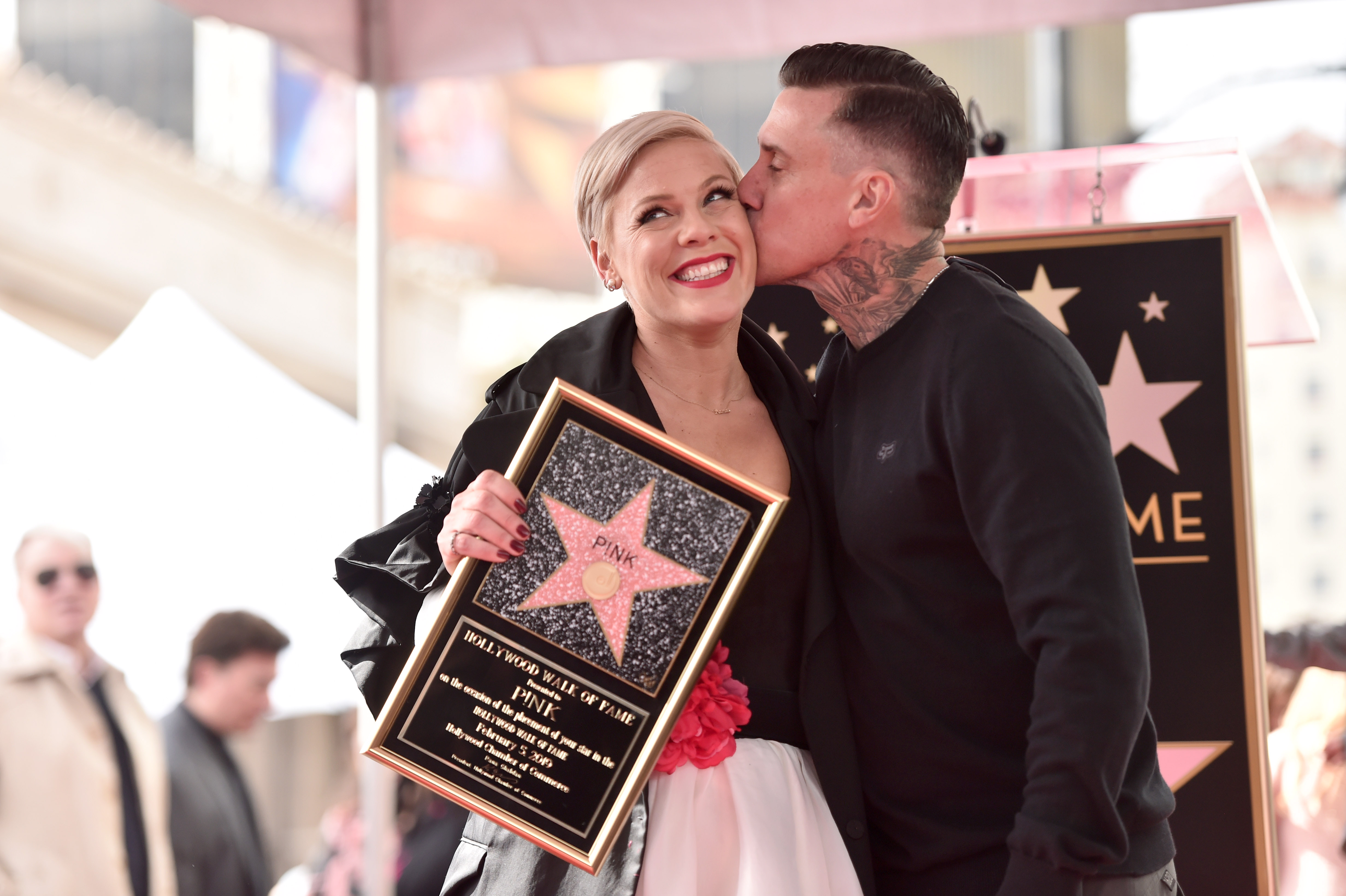 Pink and Carey Hart during the singer's Hollywood Walk of Fame ceremony on February 5, 2019, in California, United States. | Source: Getty Images