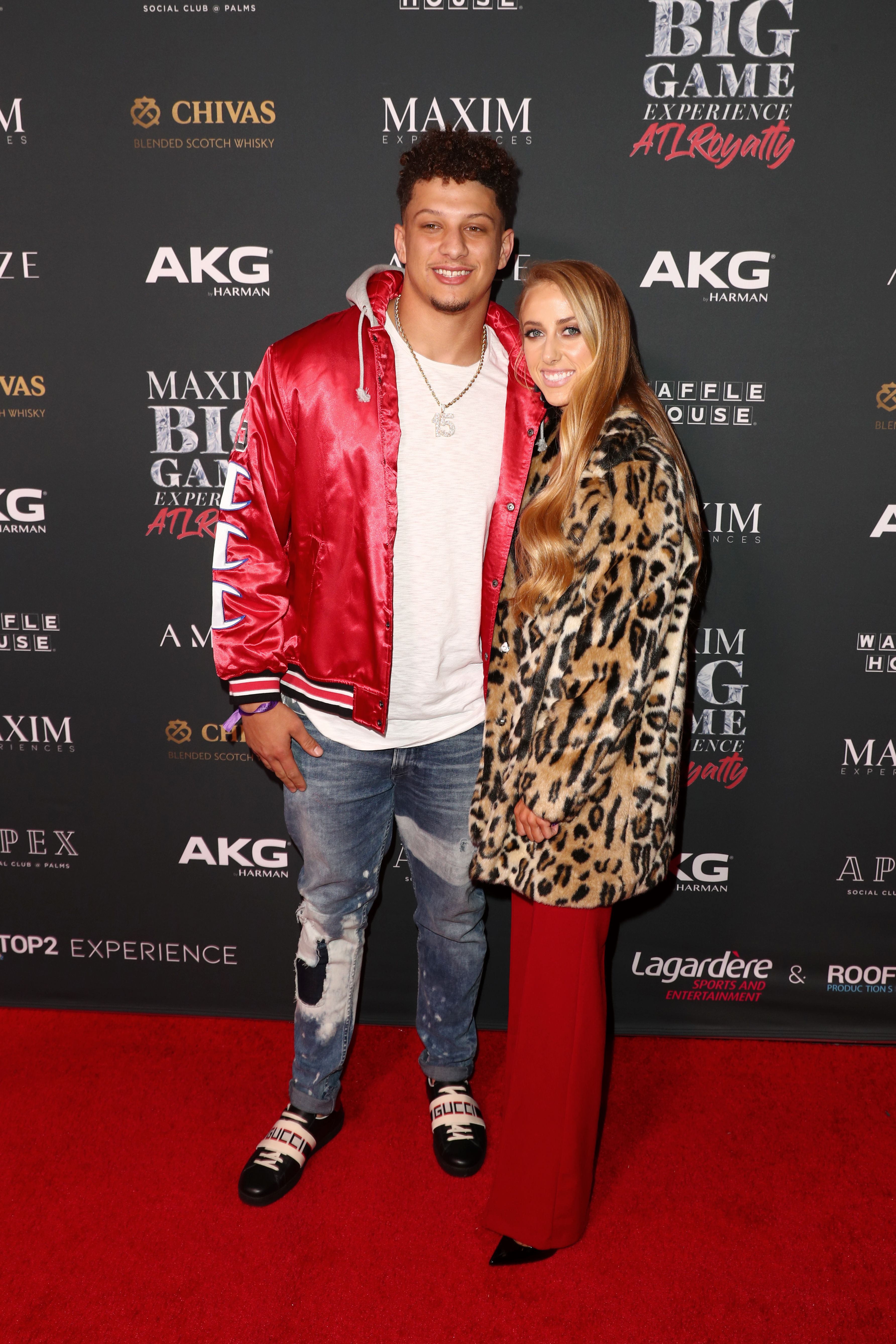 Patrick Mahomes II (L) and Brittany Matthews at The Maxim Big Game Experience on February 02, 2019 | Getty Images