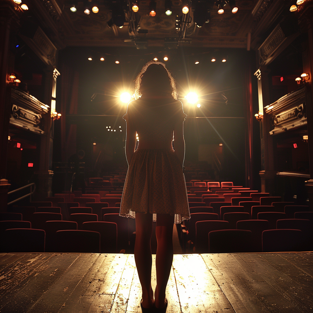 A young woman standing on a stage | Source: Midjourney