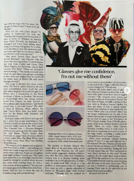 Elton John's pop up eyewear | Source: Instagram/eltonjohneyewear