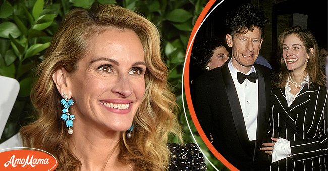 Portrait of actress Julia Roberts smiling. [Left] | Actress Julia Roberts with her then husband Lyle Lovett at the opening Night of The 31st Annual New York Film Festival. [Right]| Photo: Getty Images