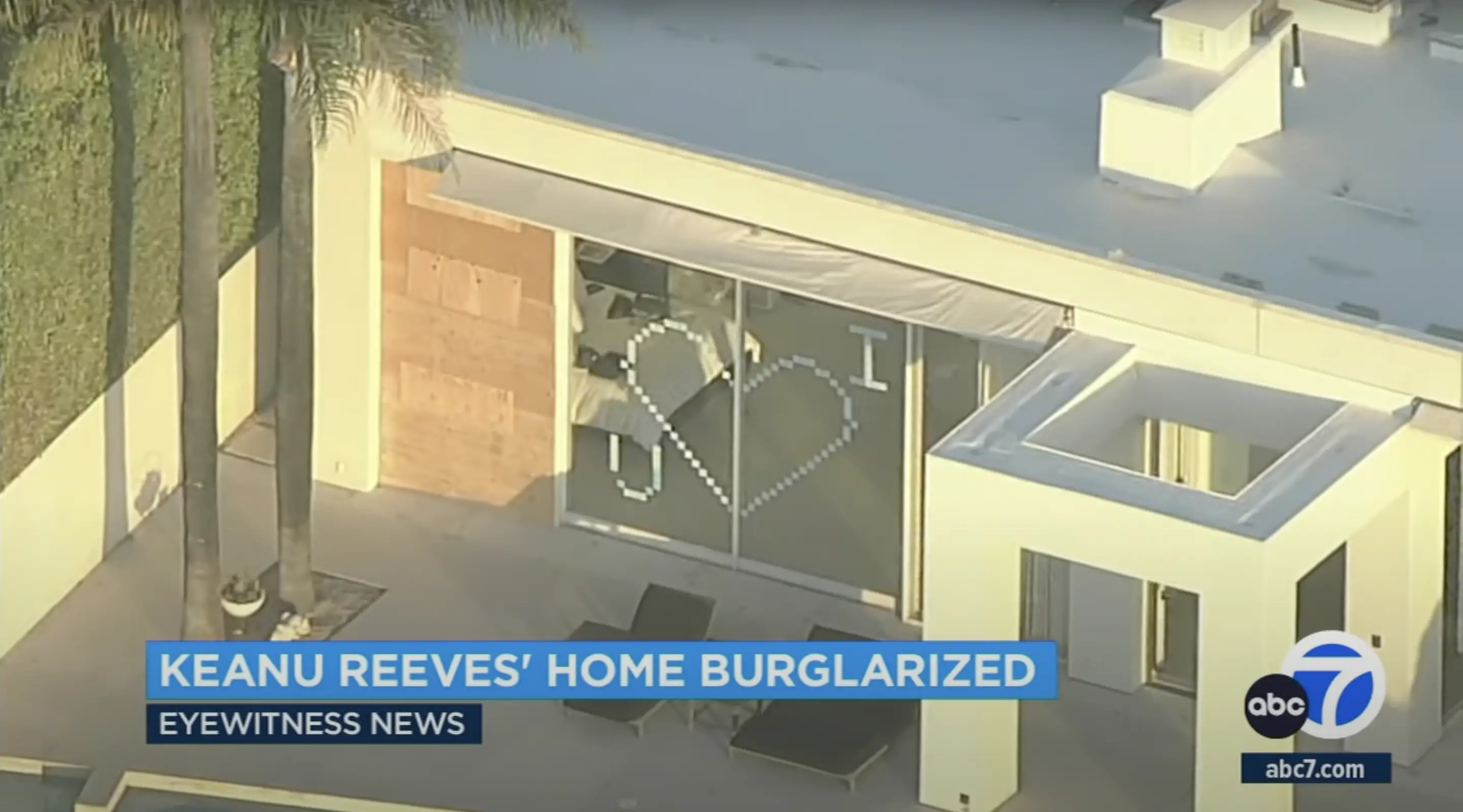 Keanu Reeves' Hollywood Hills home as seen from drone footage | Youtube.com/abc7