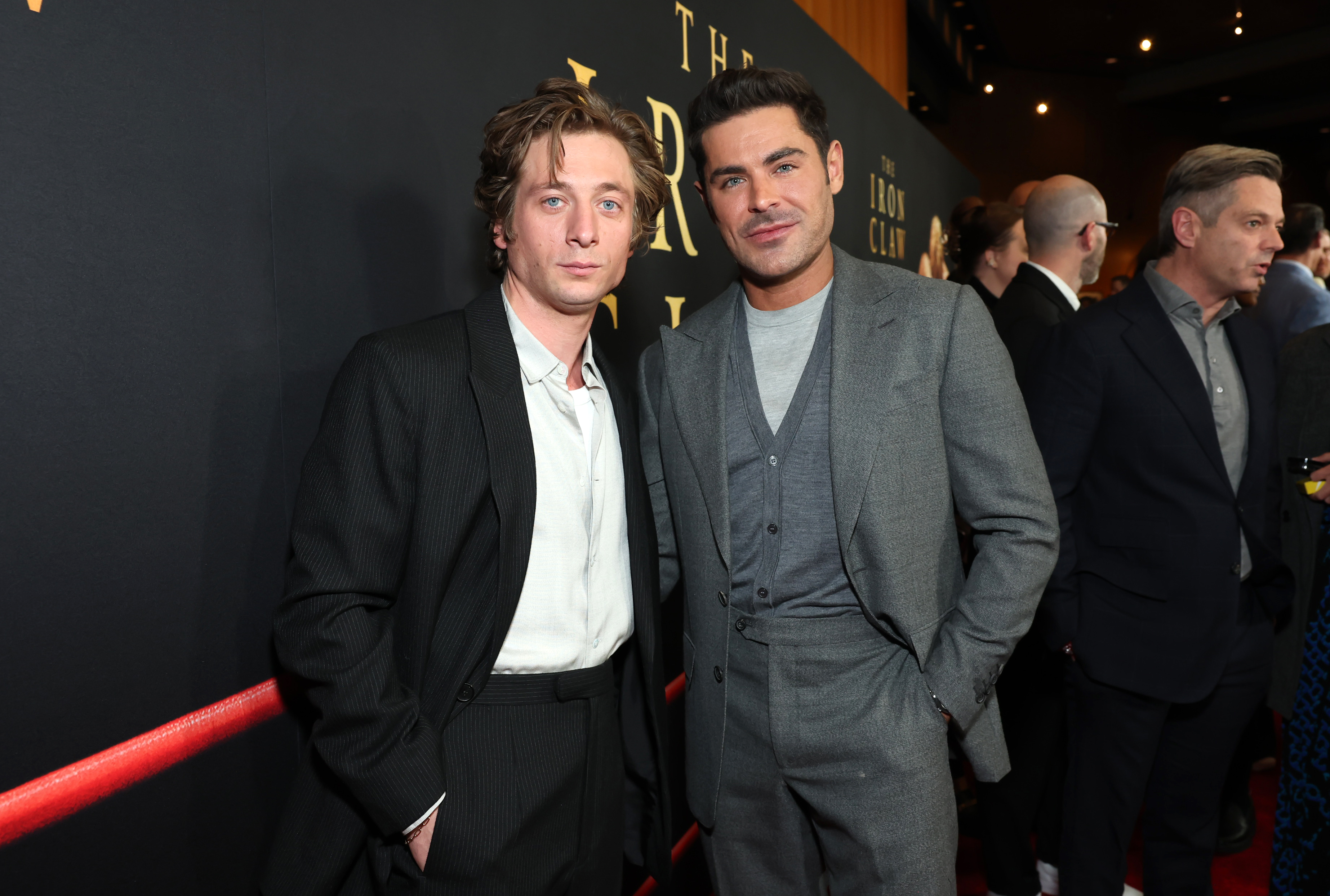 Jeremy Allen White and Zac Efron attend the Los Angeles Premiere of A24's "The Iron Claw" at Directors Guild Of America on December 11, 2023, in Los Angeles, California | Source: Getty Images