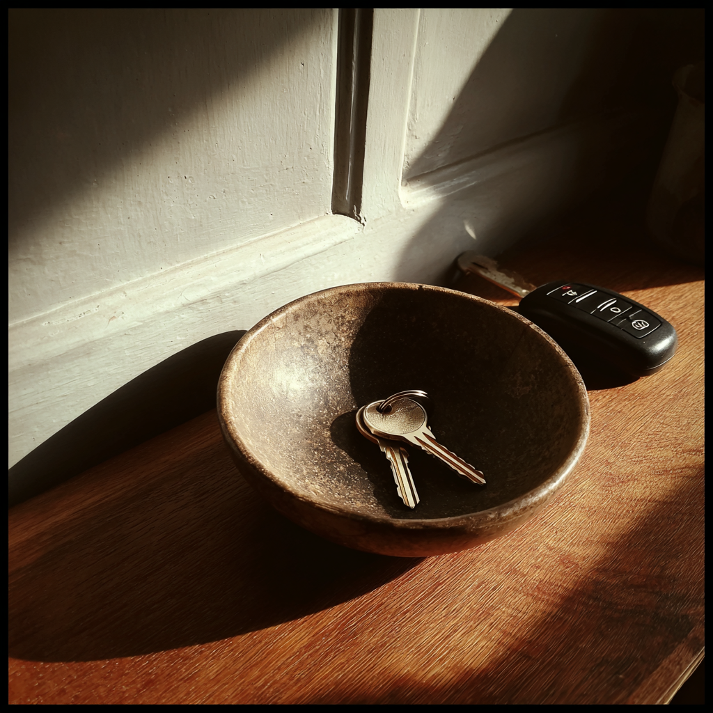Keys on a hallway table | Source: Midjourney