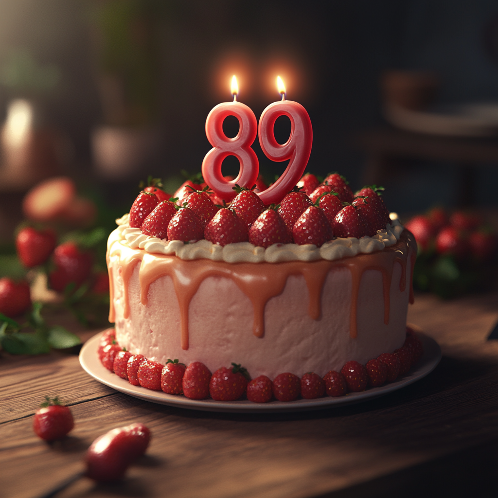 Um bolo de aniversário de 89 anos | Fonte: Midjourney