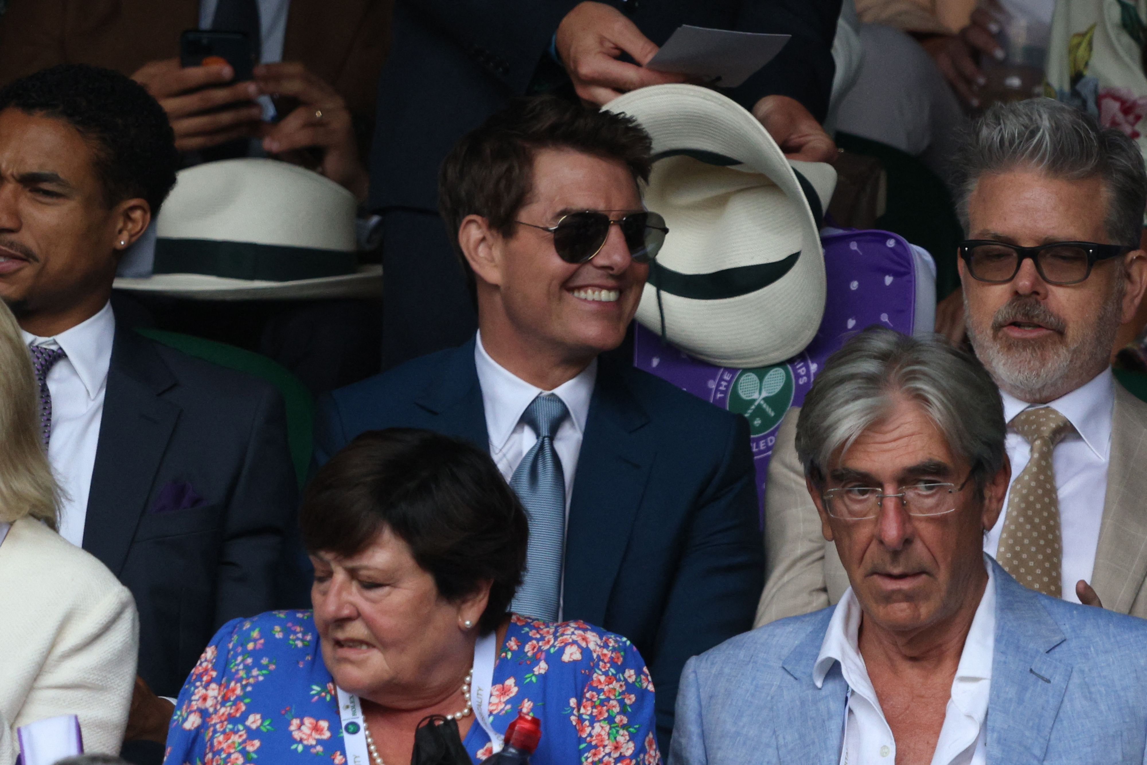 Tom Cruise at the Wimbledon Championships Tennis Tournament Men's Final Day on July 11, 2021, in London, England. | Source: Getty Images