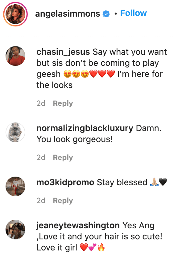 Fans' comments on Angela Simmons' post. | Source: Instagram/angelasimmons