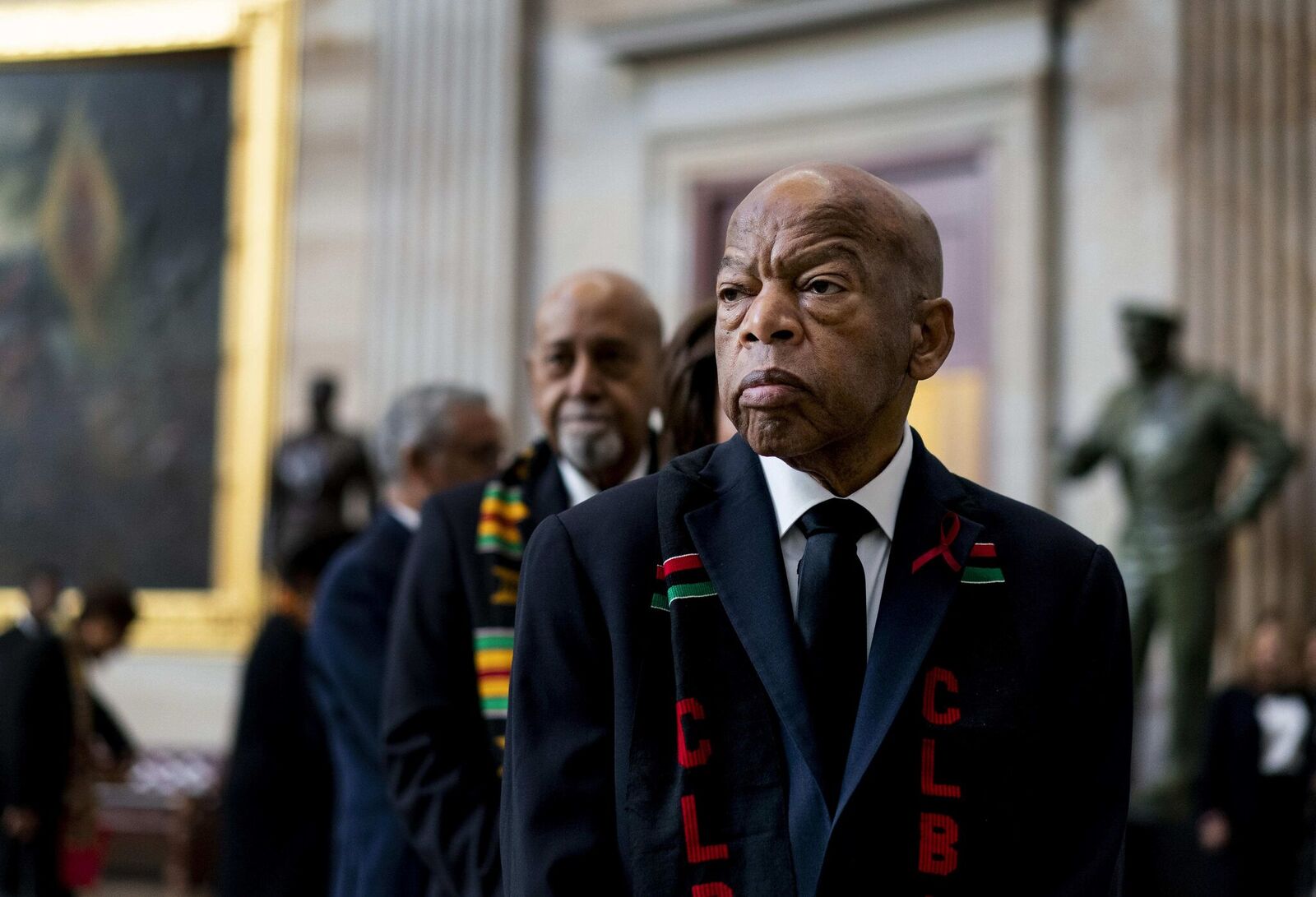 Rep. John Lewis prepares to pay his respects to Representative Elijah Cummings during a memorial ceremony on Capitol Hill in Washington, DC. | Source: Getty Images
