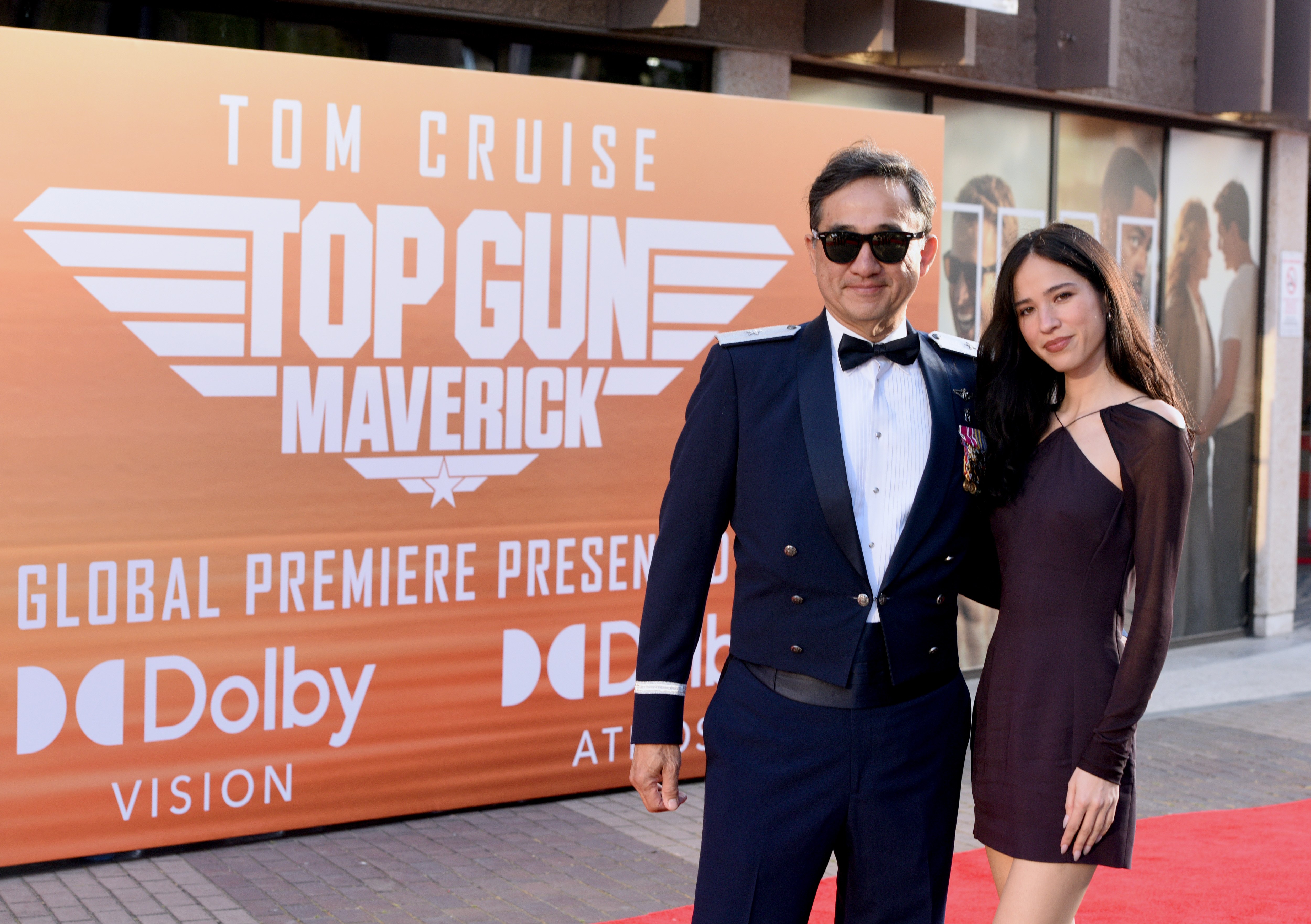 Brigadier General Jim C. Chow and Kelsey Asbille at the premiere of "Top Gun: Maverick" on May 04, 2022 | Source: Getty Images