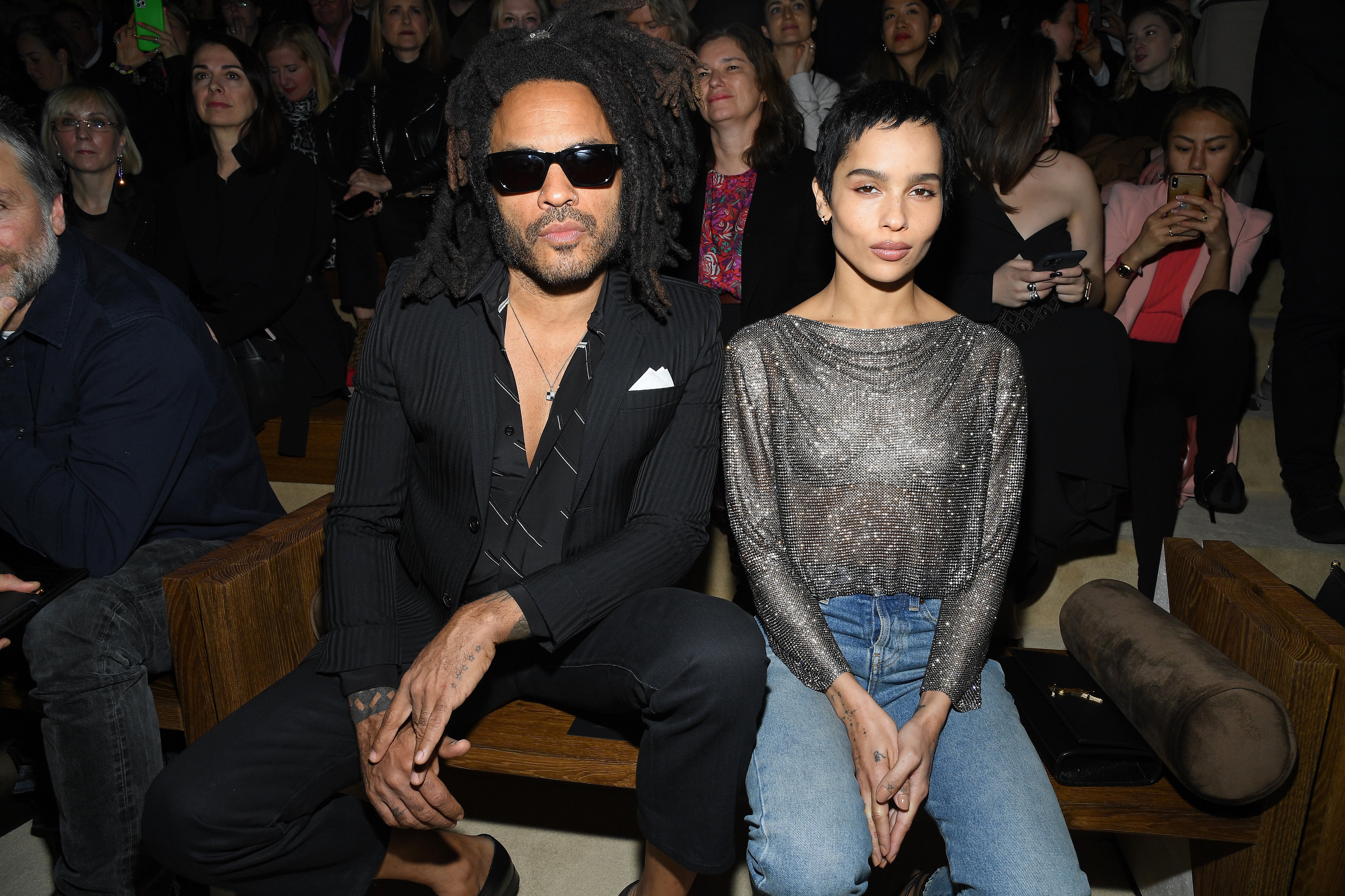 Lenny and Zoe Kravitz at the Saint Laurent show for the Paris Fashion Week Womenswear Fall/Winter 2020/2021 on February 25, 2020, in Paris, France. | Source: Getty Images
