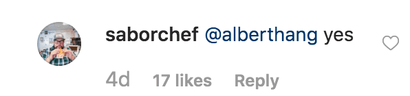 Carl Ruiz responds when a fan asks if he is going to visit Guy Fier's Horsehoe Casino restaurant | Source: instagram.com/saborchef