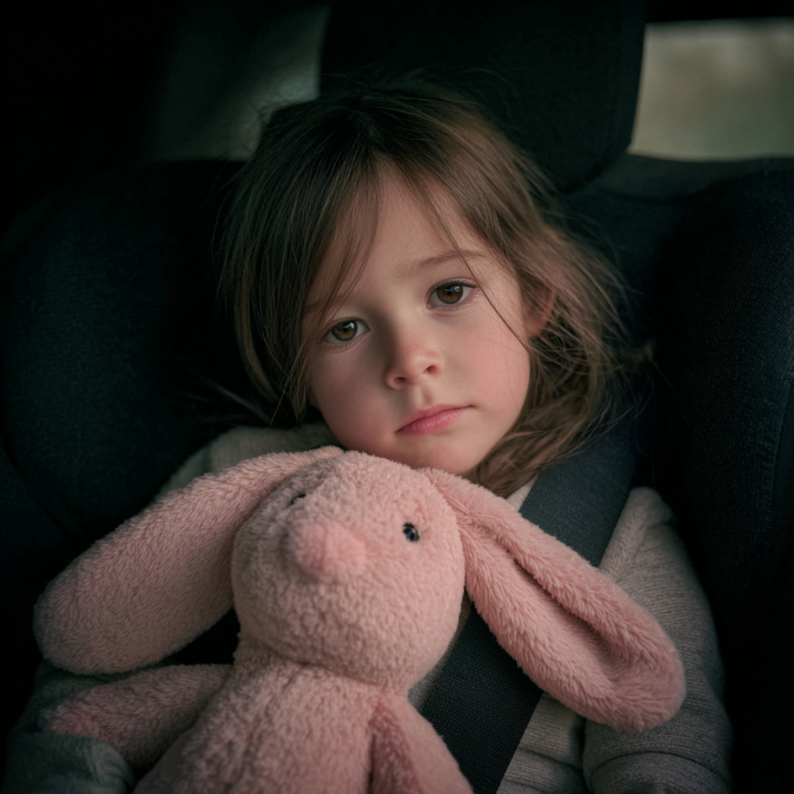 A young girl holding a stuffed bunny | Source: Midjourney